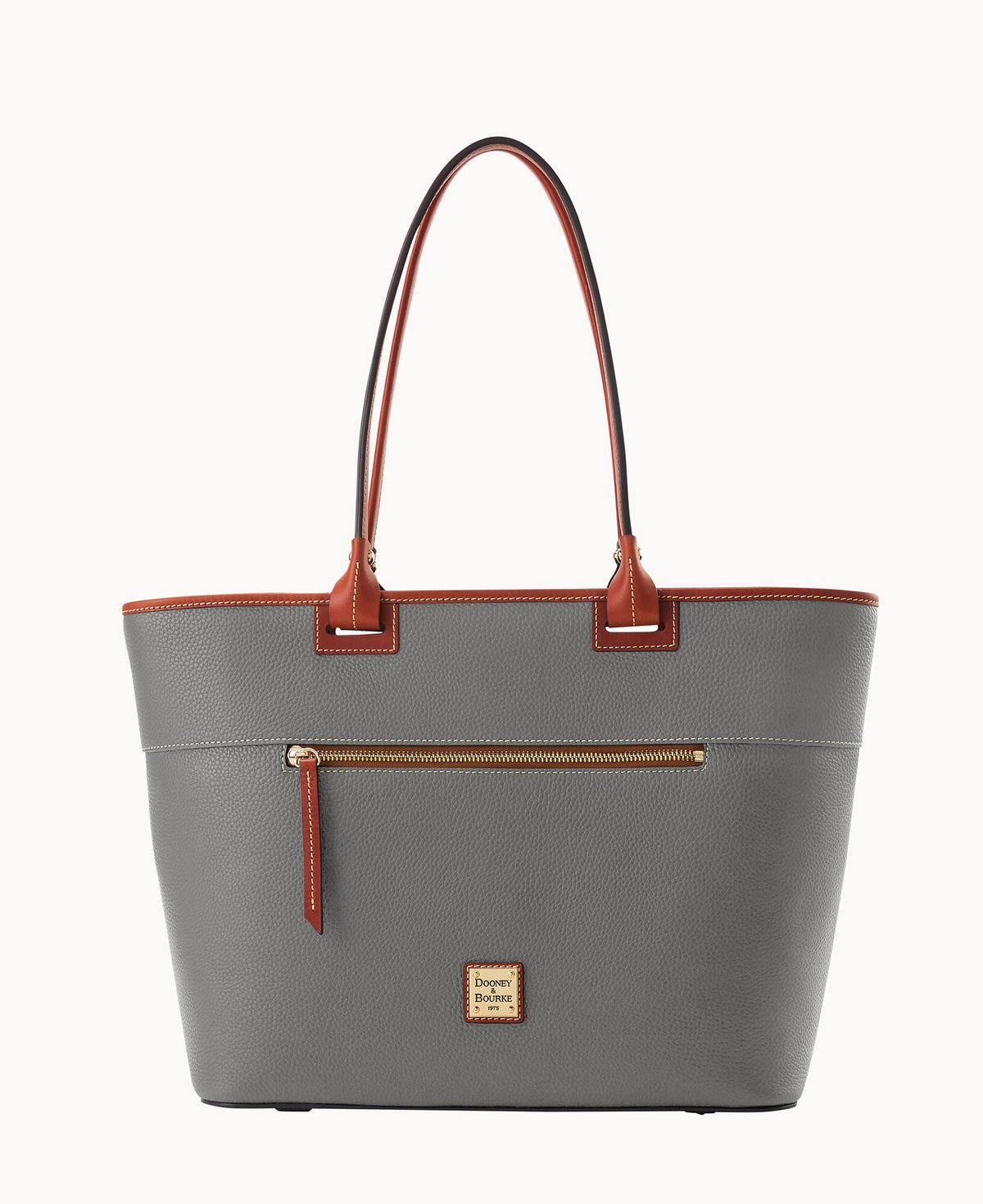 Pebble Grain Large Zip Tote - Smoke