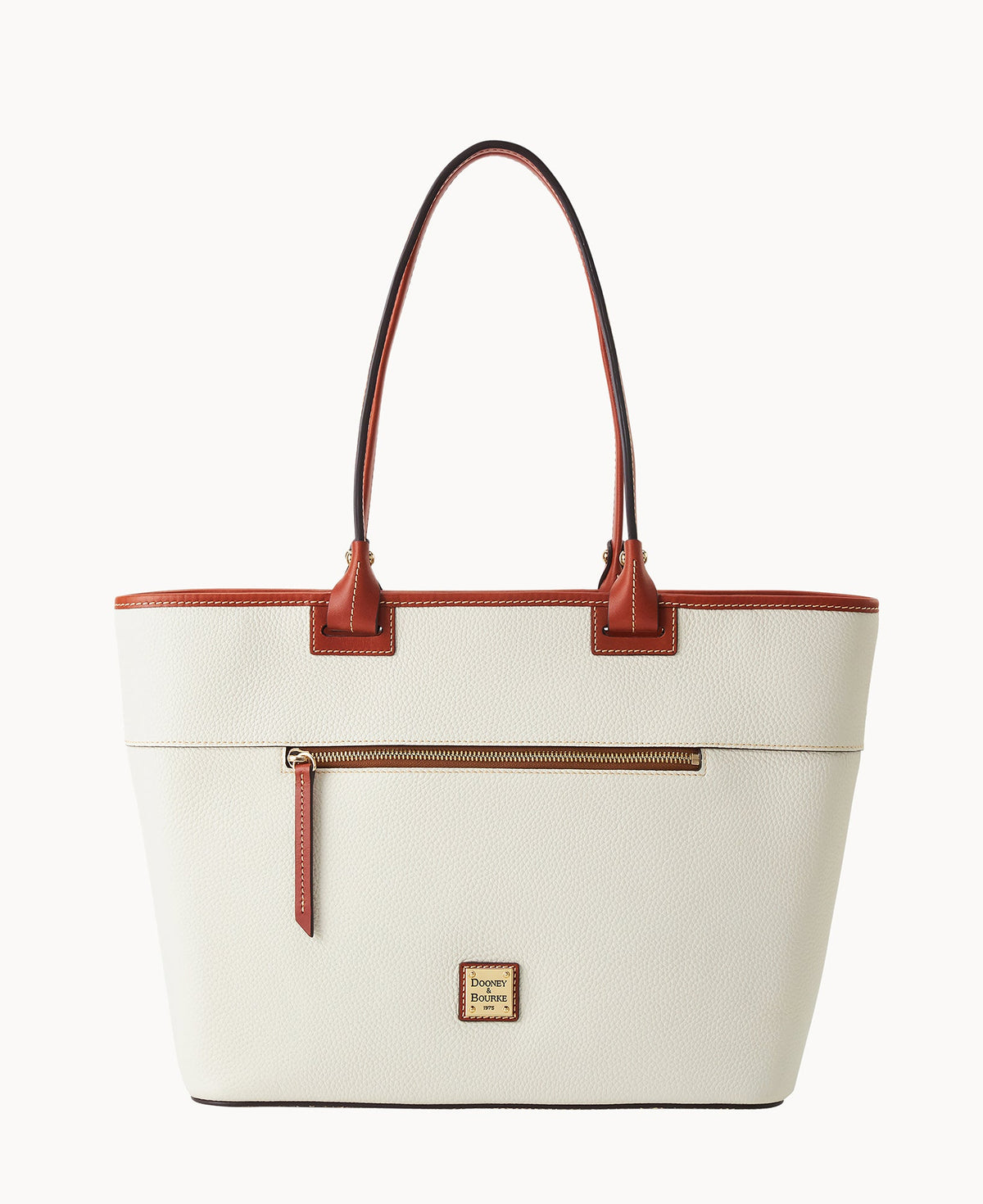 Pebble Grain Large Zip Tote - White