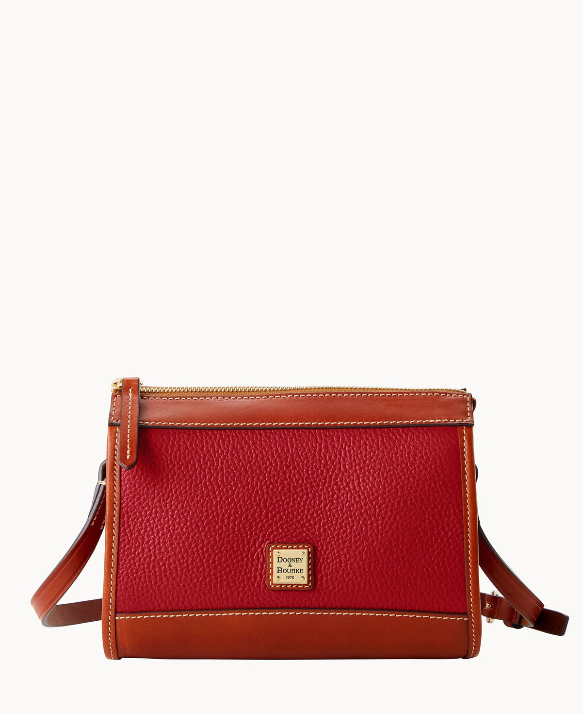 Pebble Grain Zip Crossbody - Red
