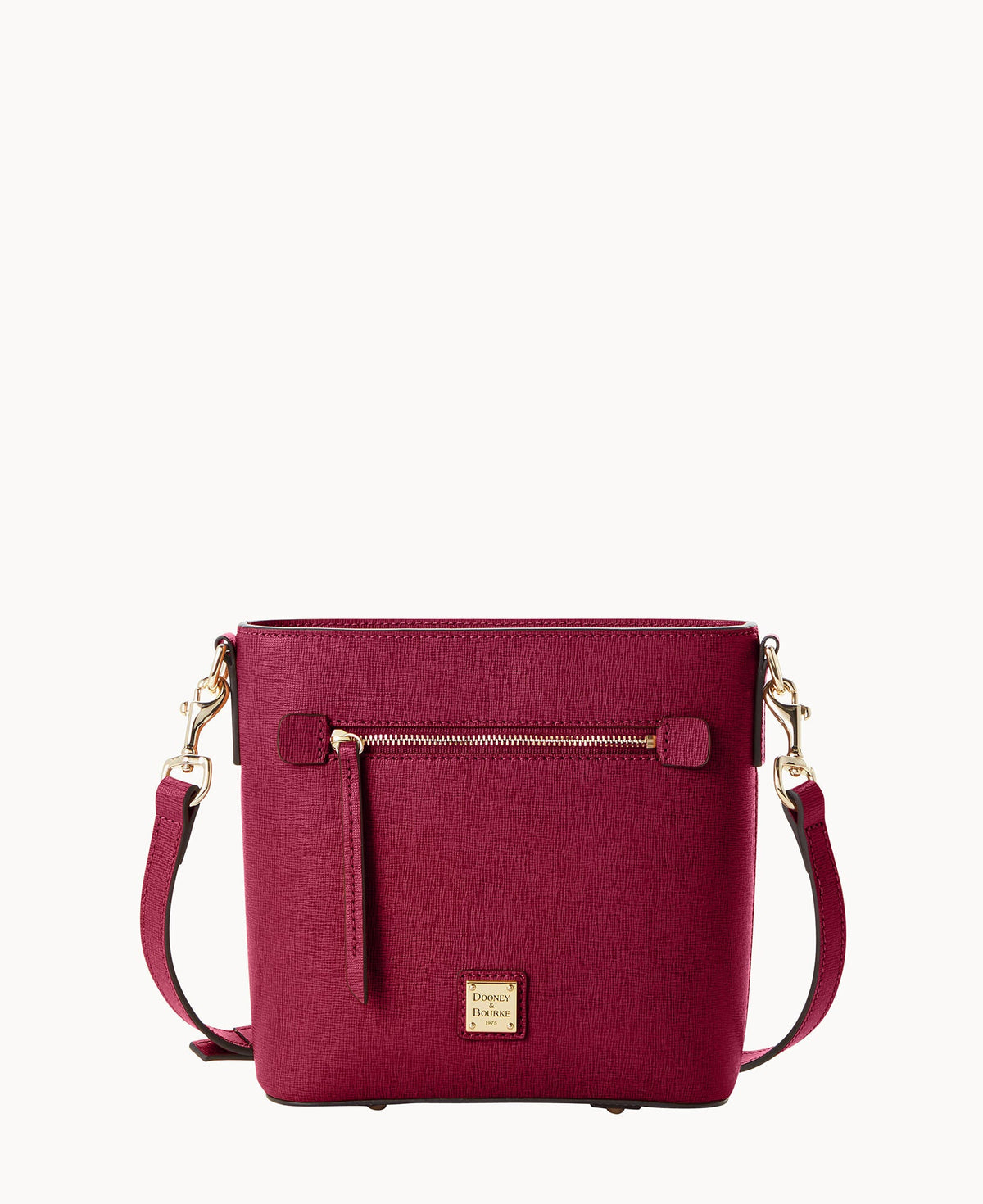 Saffiano Small Zip Crossbody - Cranberry