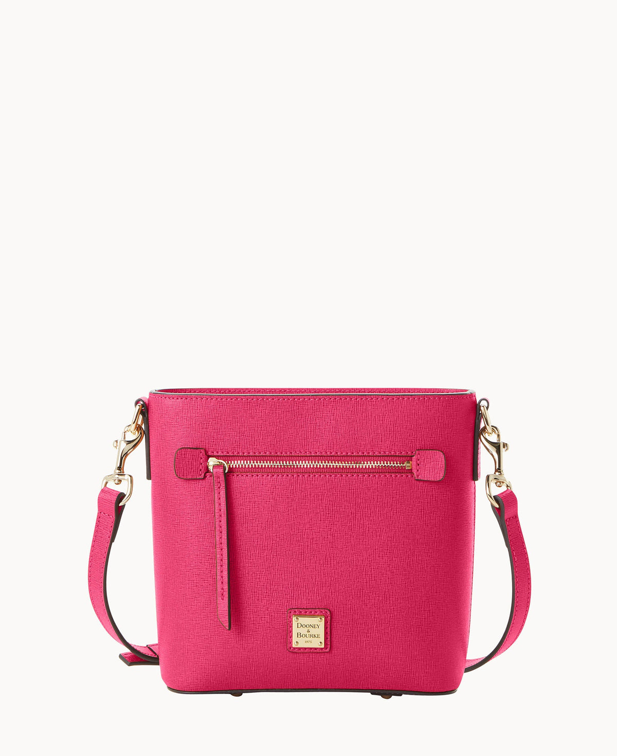 Saffiano Small Zip Crossbody - Hot Pink