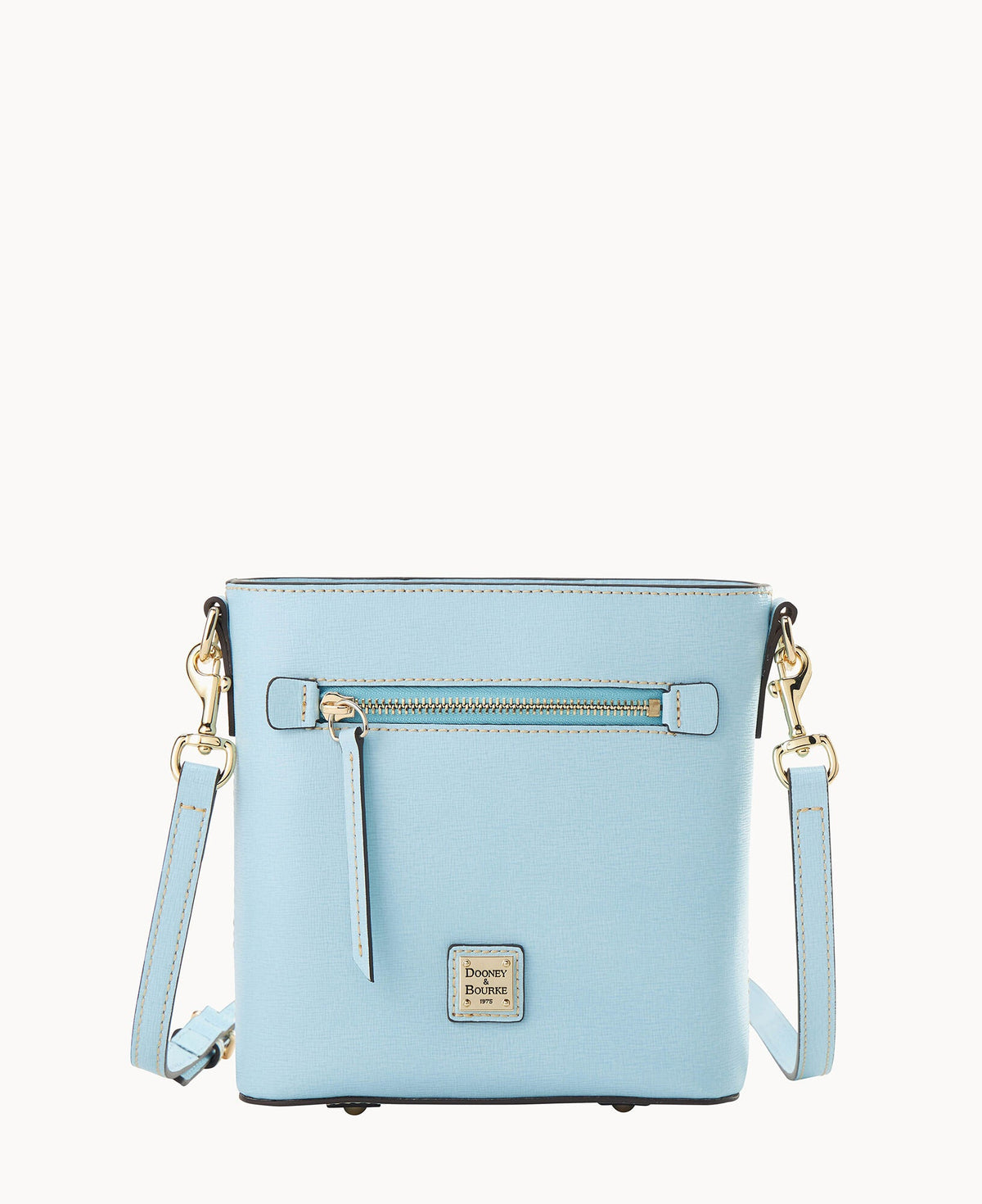 Saffiano Small Zip Crossbody - Pale Blue