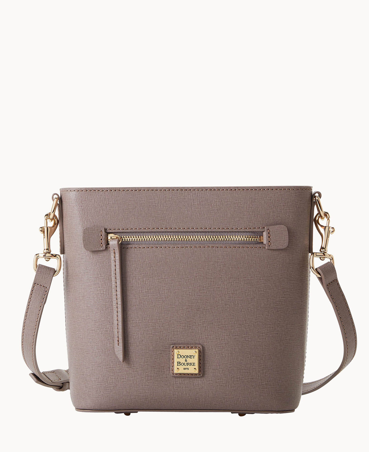 Saffiano Small Zip Crossbody - Taupe