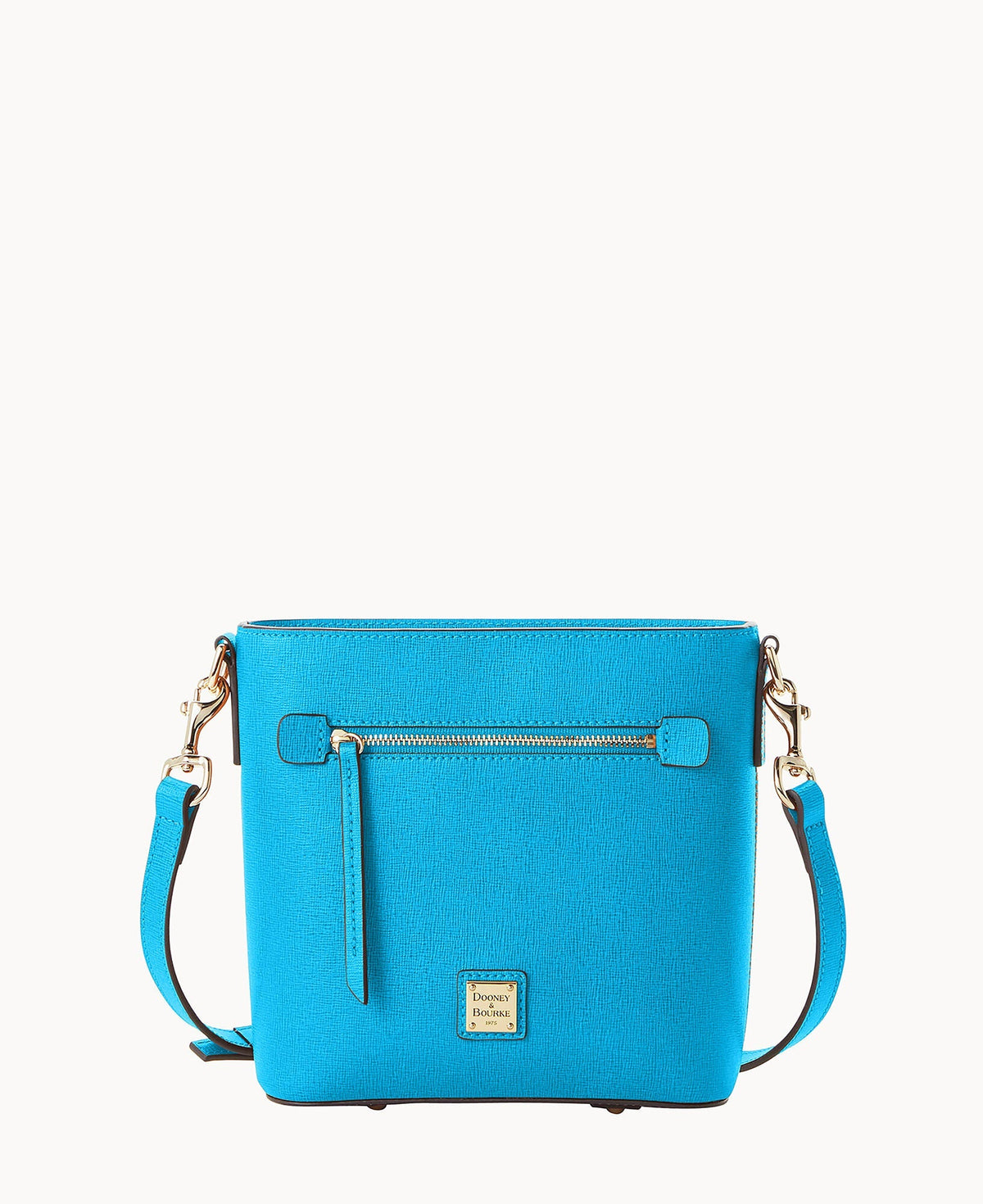 Saffiano Small Zip Crossbody - Turquoise