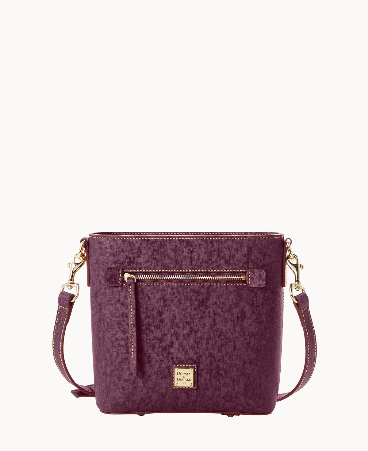 Saffiano Small Zip Crossbody - Plum Wine
