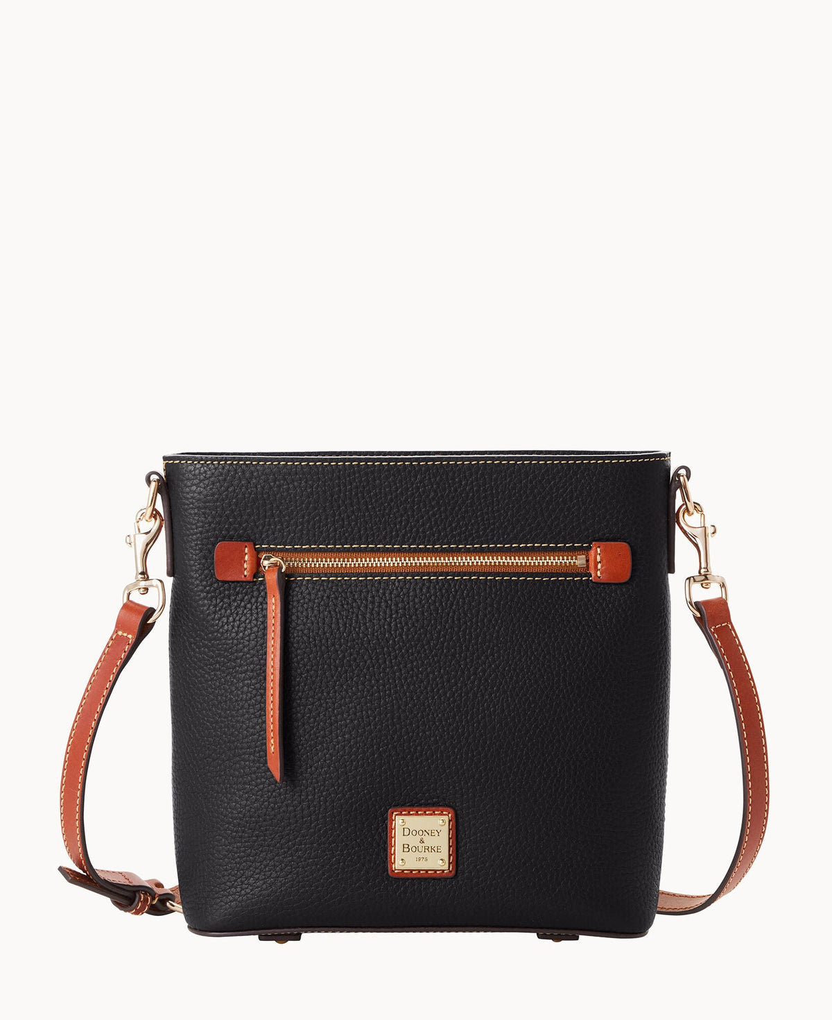Pebble Grain Zip Crossbody - Black