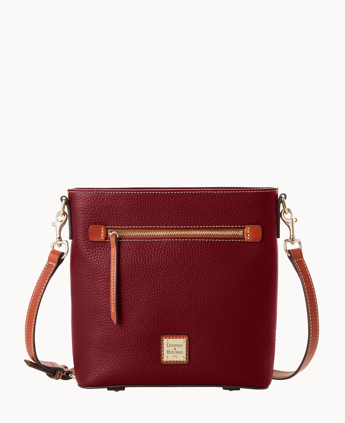 Pebble Grain Zip Crossbody - Bordeaux