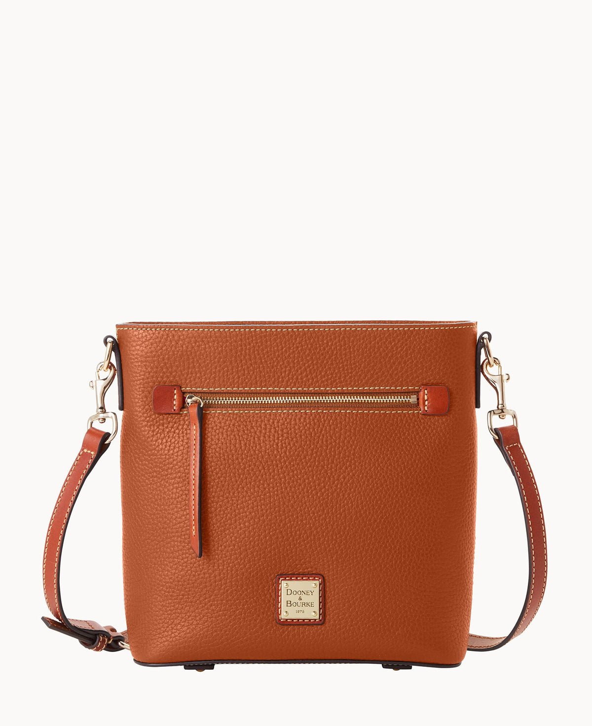 Pebble Grain Zip Crossbody - Caramel