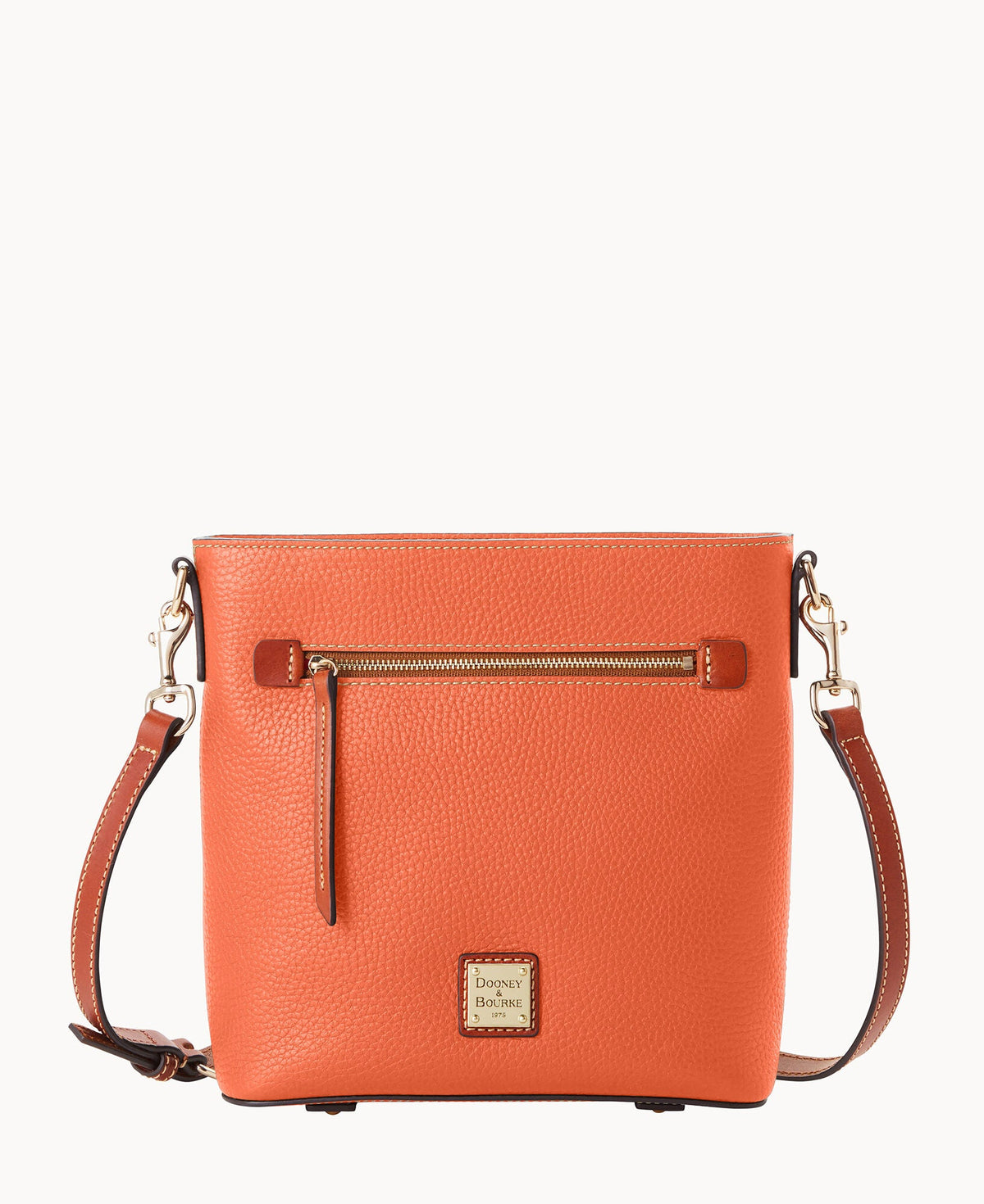 Pebble Grain Zip Crossbody - Coral