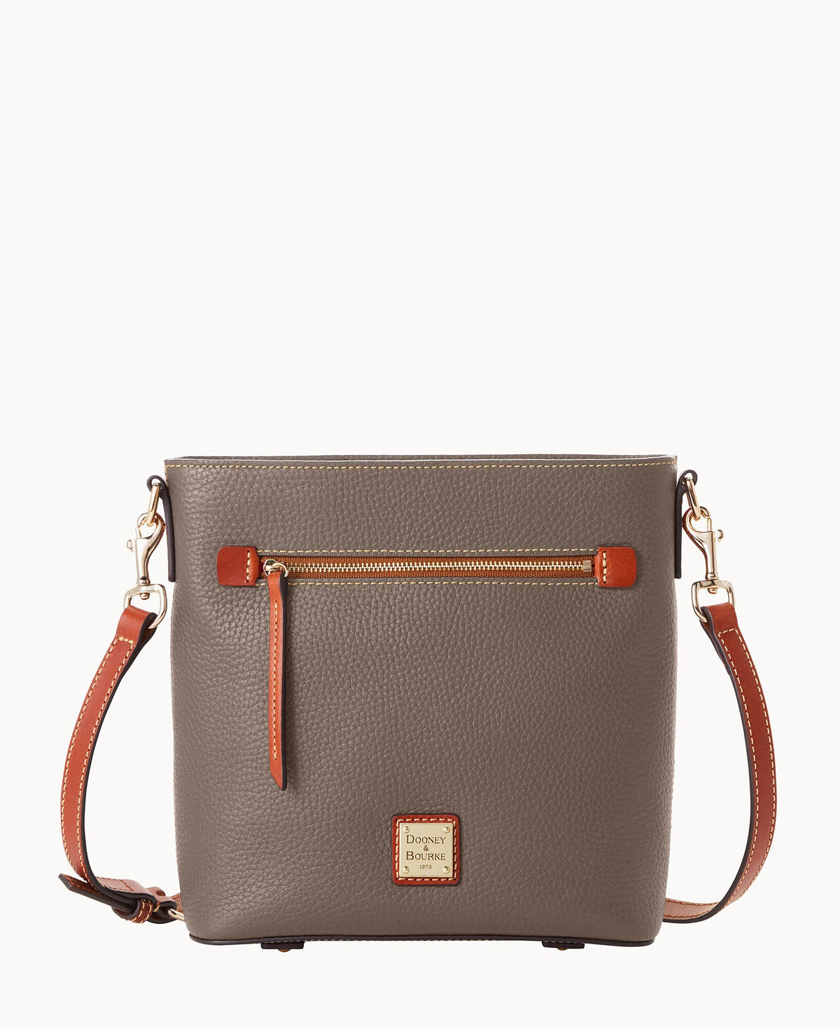 Pebble Grain Zip Crossbody - Elephant