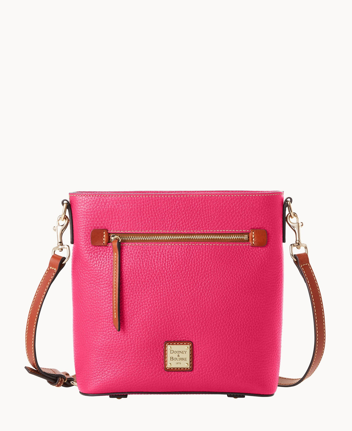 Pebble Grain Zip Crossbody - Hot Pink