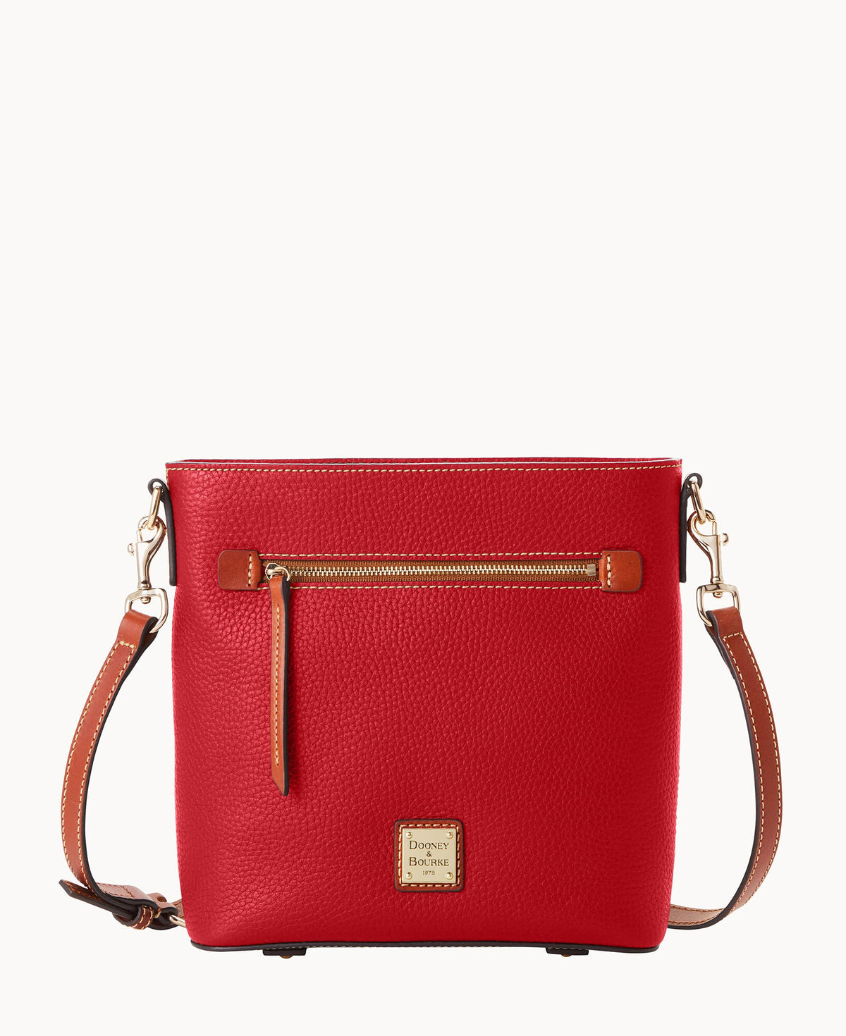 Pebble Grain Zip Crossbody - Red