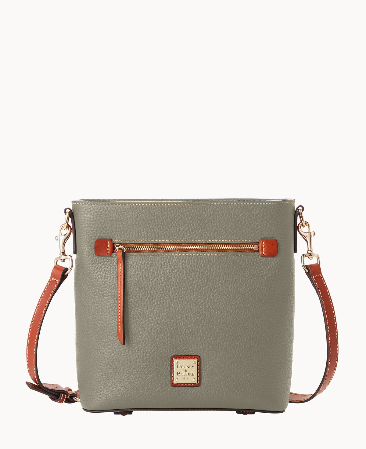 Pebble Grain Zip Crossbody - Smoke