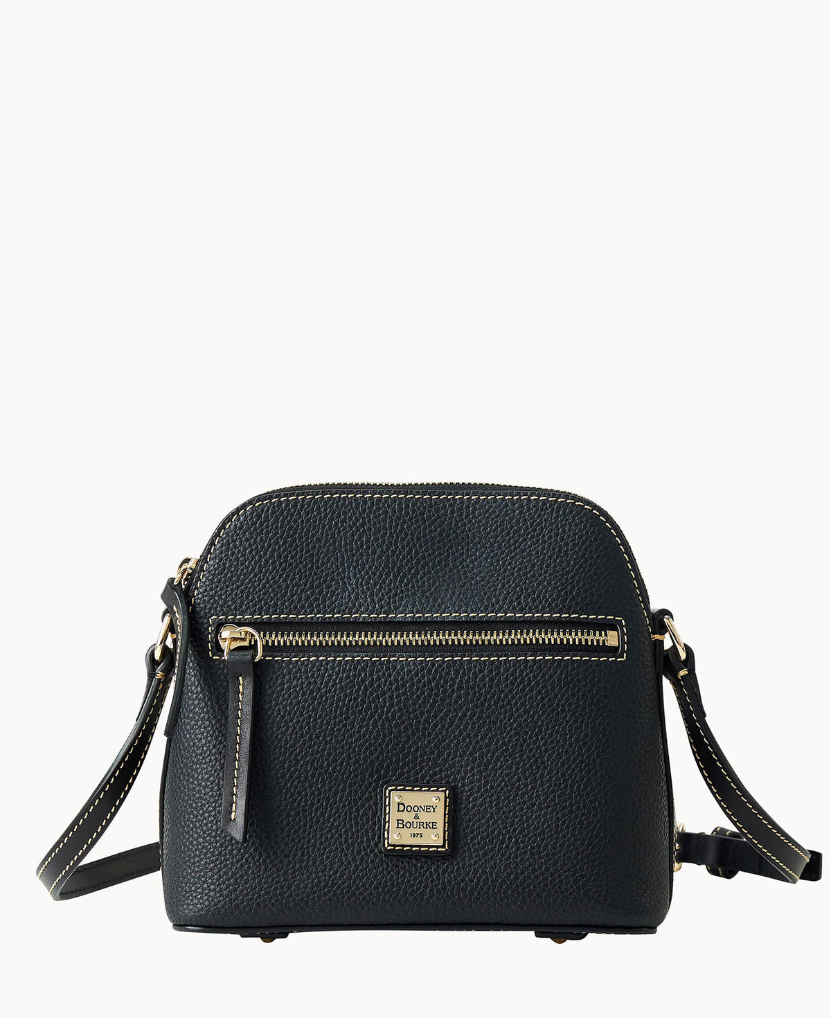 Pebble Grain Domed Crossbody - Black Black