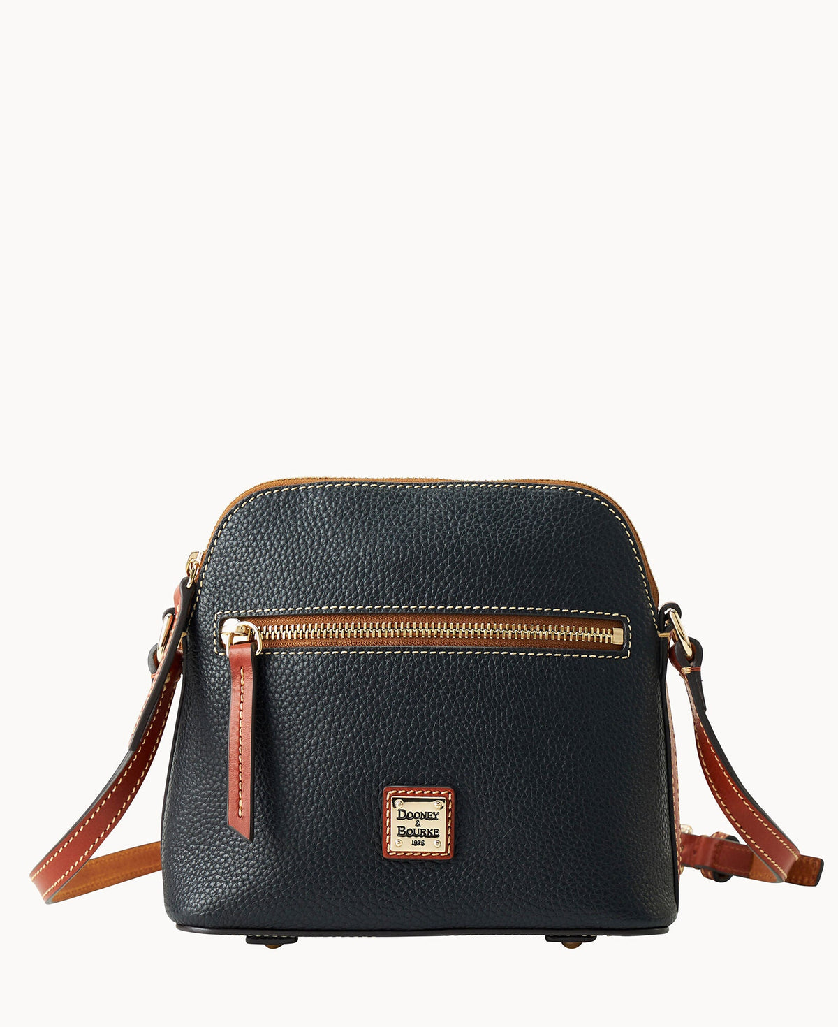 Pebble Grain Domed Crossbody - Black