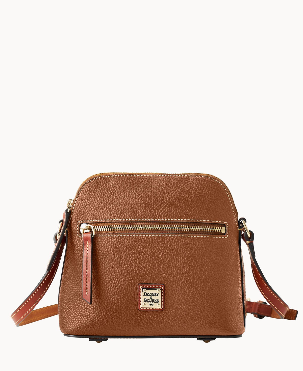 Pebble Grain Domed Crossbody - Caramel