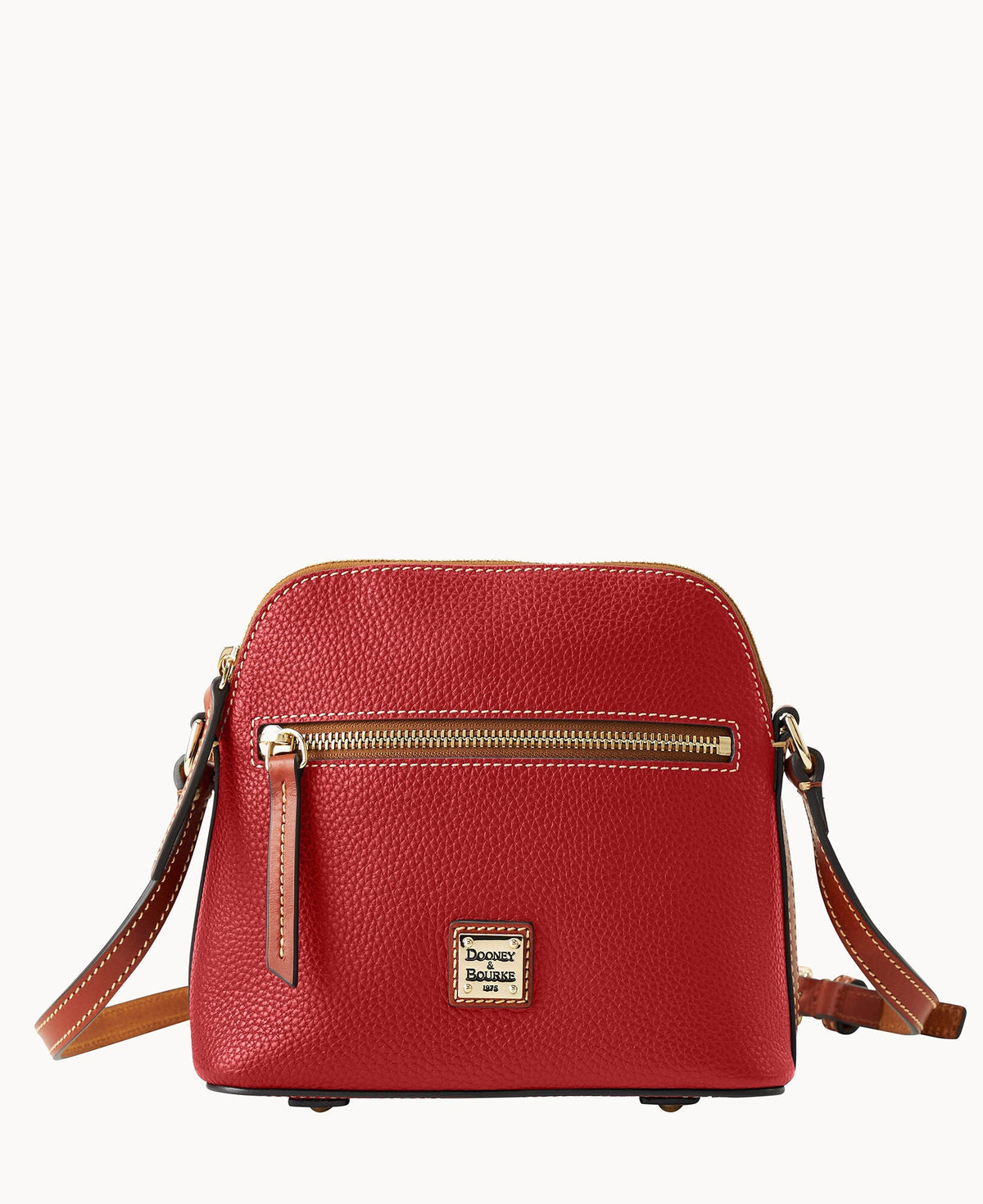 Pebble Grain Domed Crossbody - Red