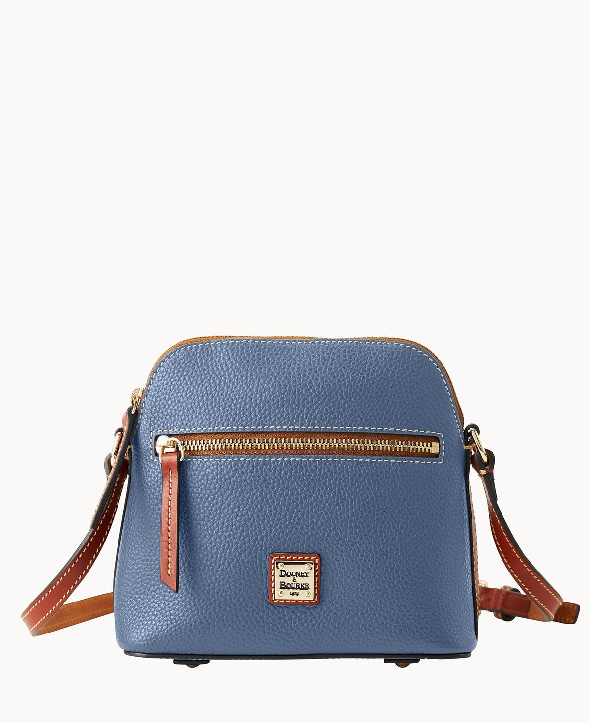 Pebble Grain Domed Crossbody - Steel Blue