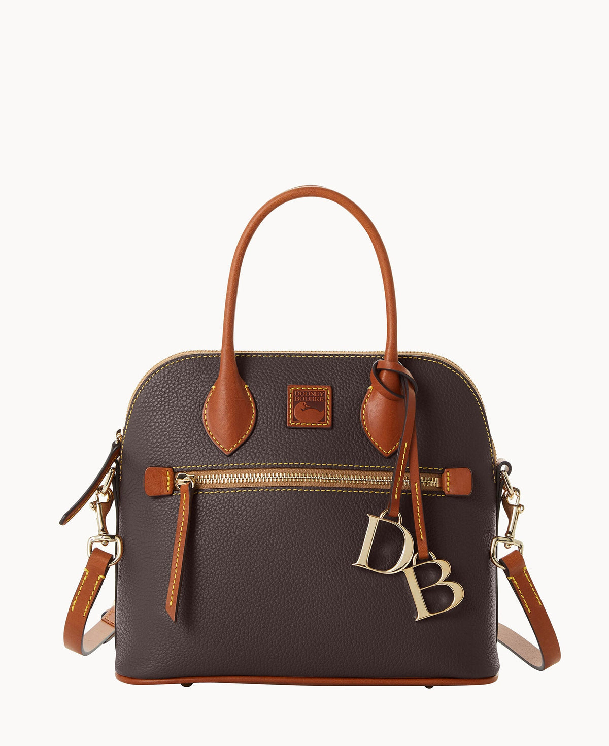 Pebble Grain Domed Satchel - Brown Tmoro