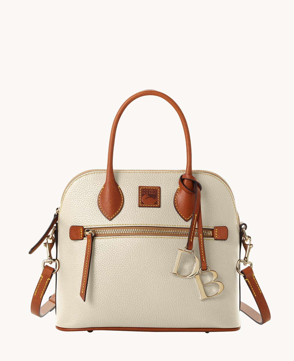 Pebble Grain Domed Satchel - Bone