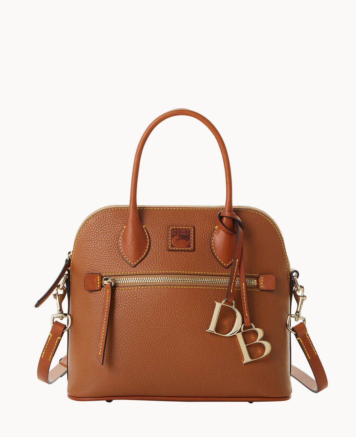 Pebble Grain Domed Satchel - Caramel