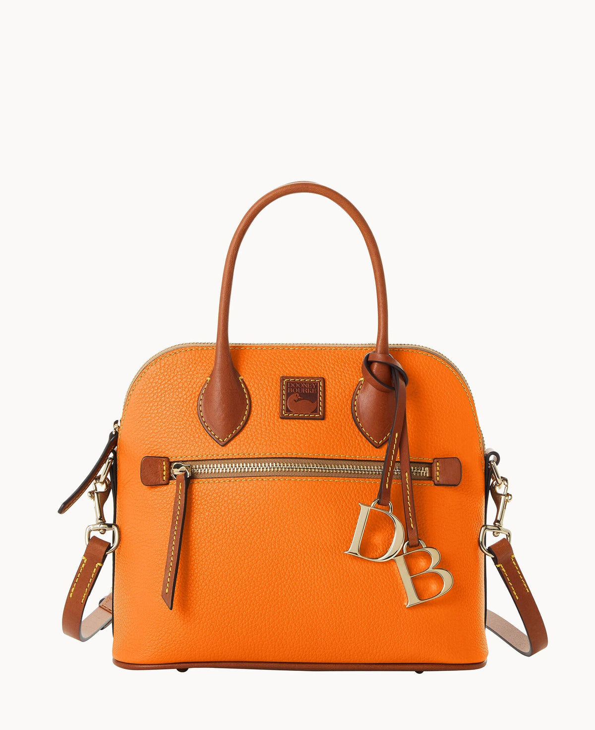 Pebble Grain Domed Satchel - Clementine
