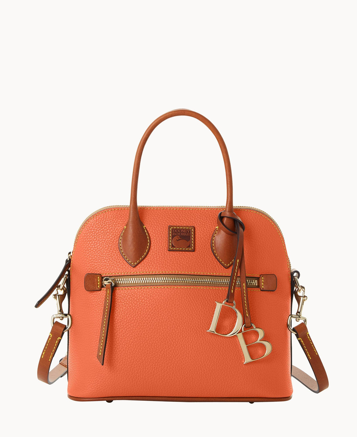 Pebble Grain Domed Satchel - Coral