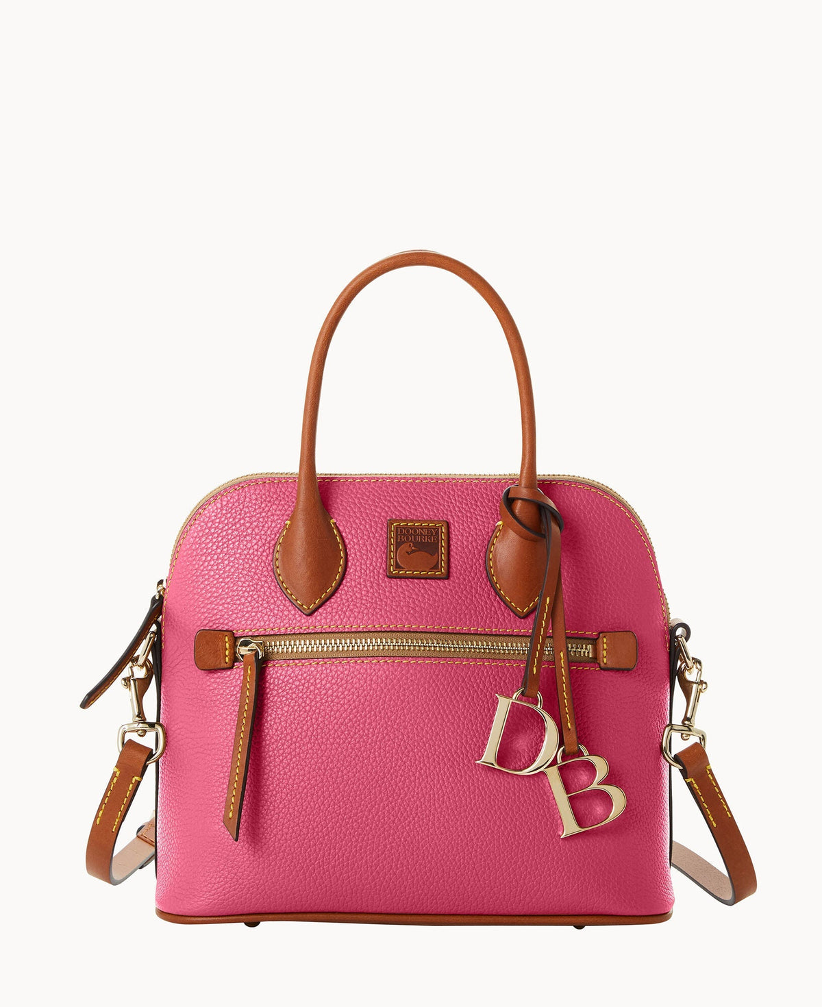 Pebble Grain Domed Satchel - Hot Pink