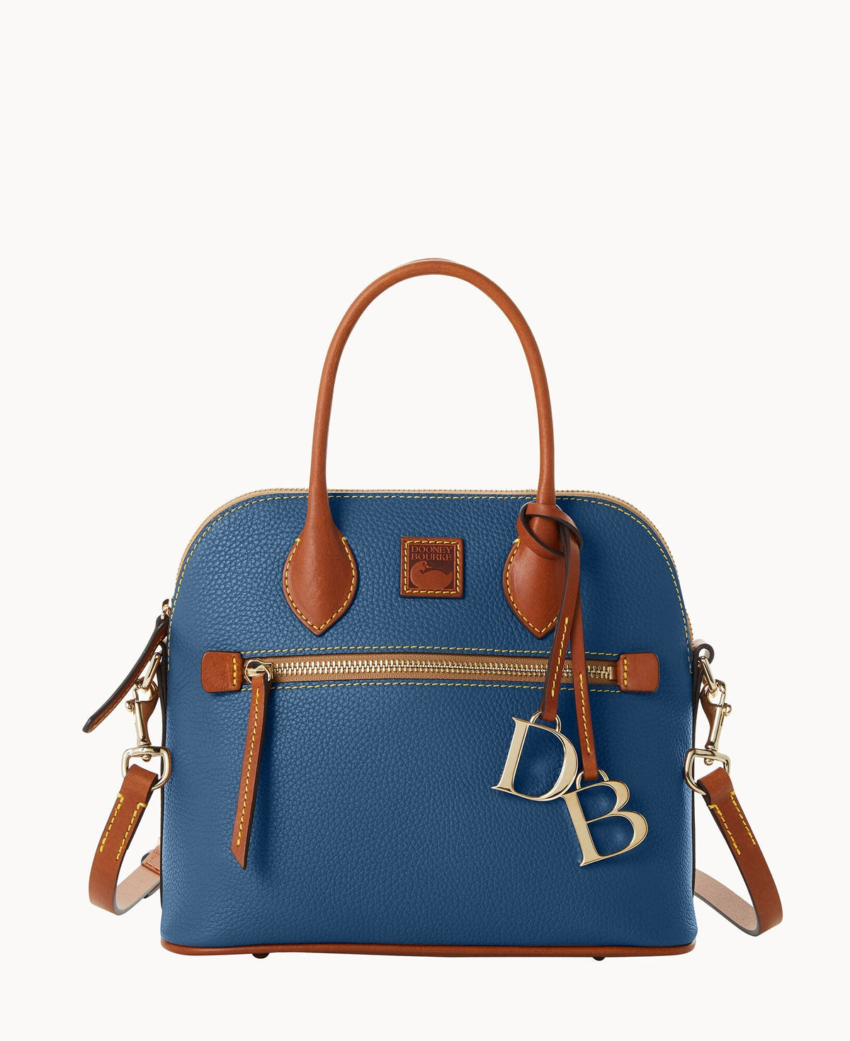 Pebble Grain Domed Satchel - Jeans