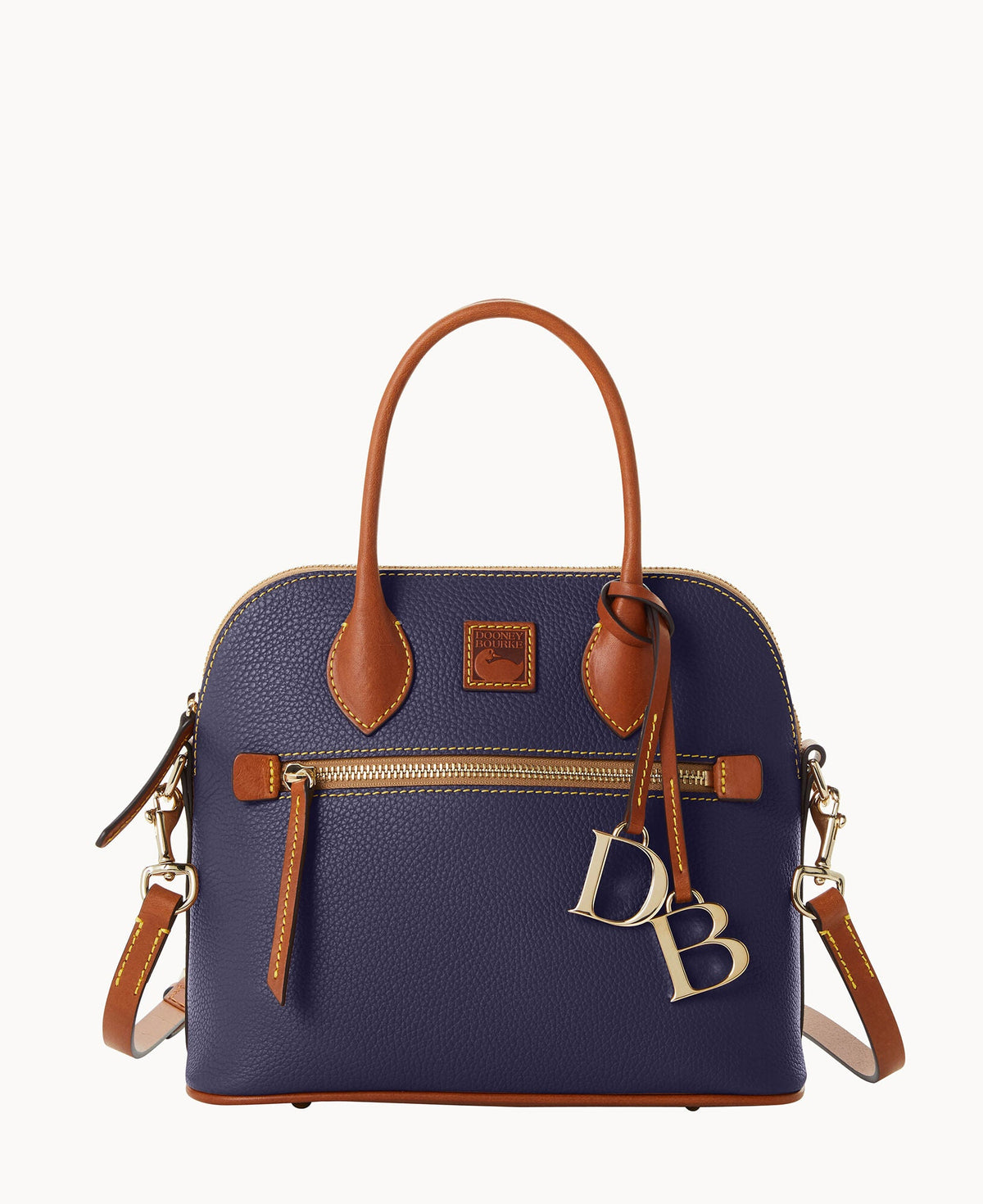 Pebble Grain Domed Satchel - Midnight Blue