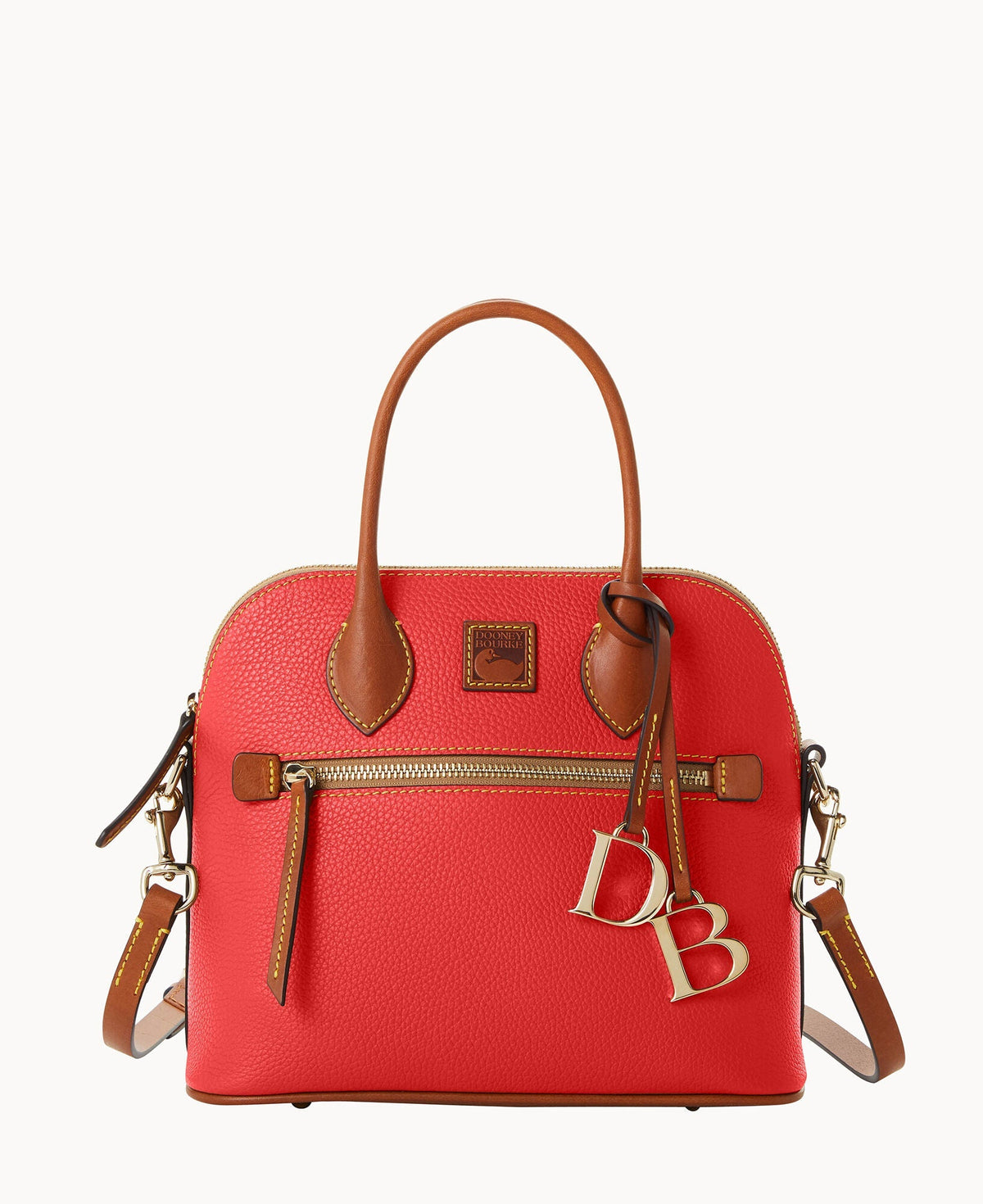 Pebble Grain Domed Satchel - Red