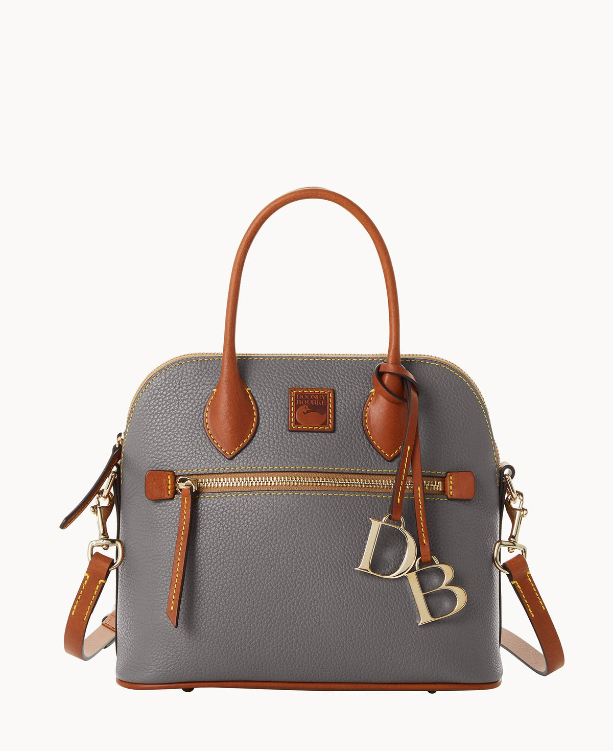 Pebble Grain Domed Satchel - Slate
