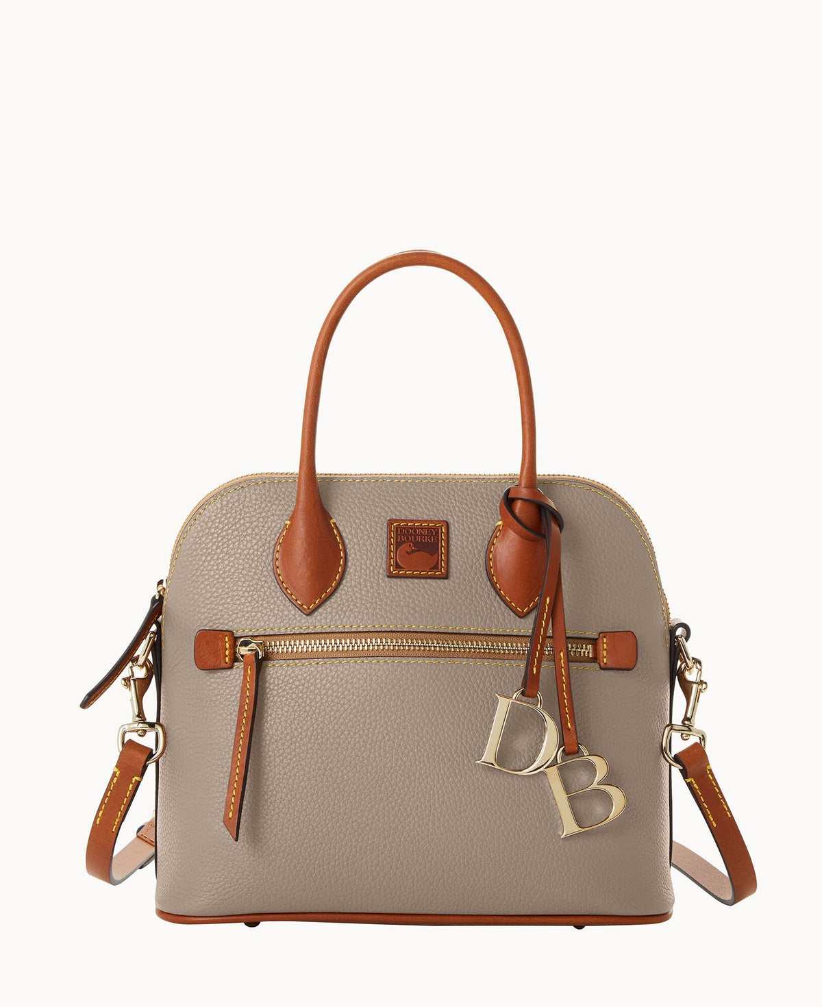 Pebble Grain Domed Satchel - Taupe