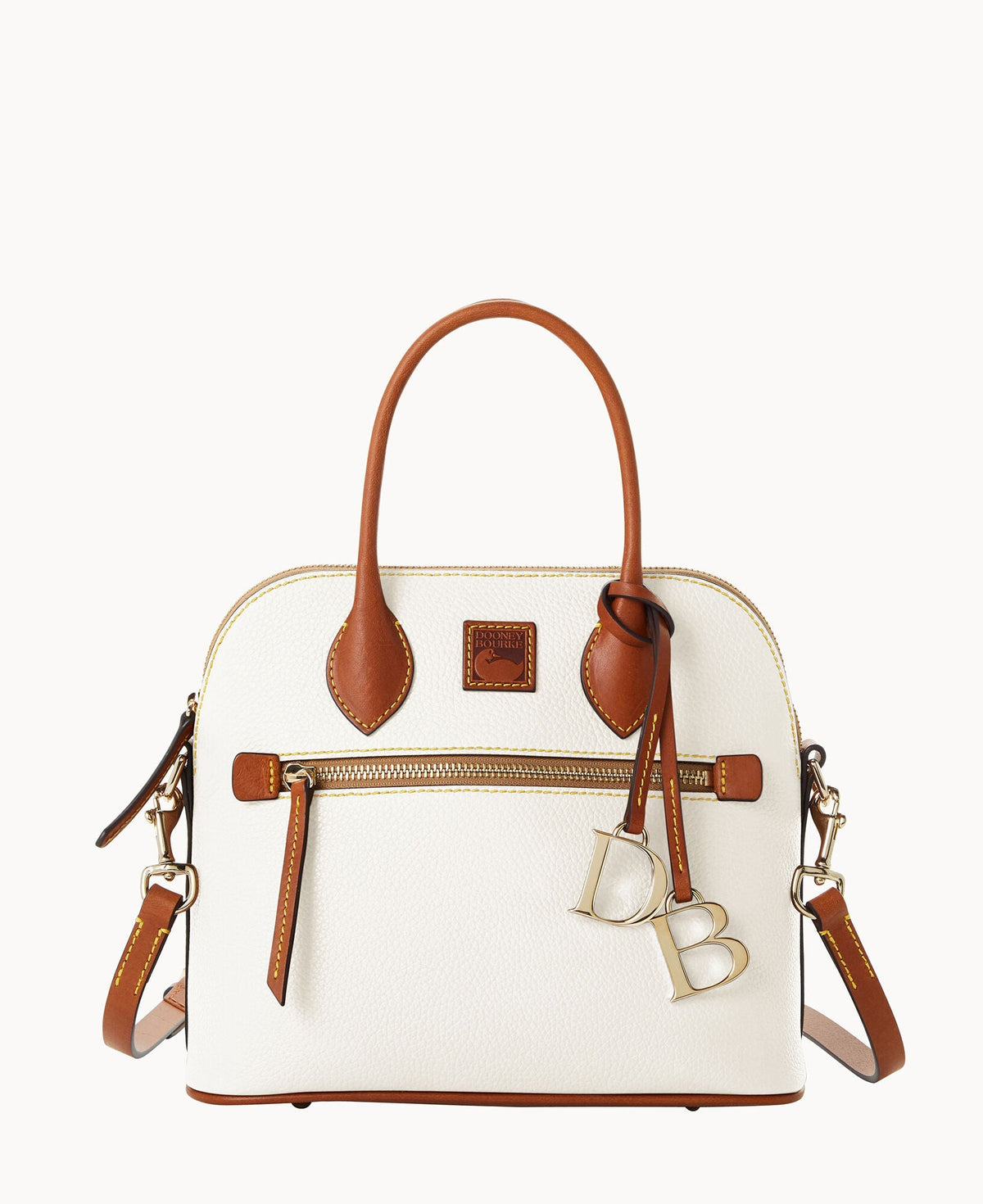 Pebble Grain Domed Satchel - White