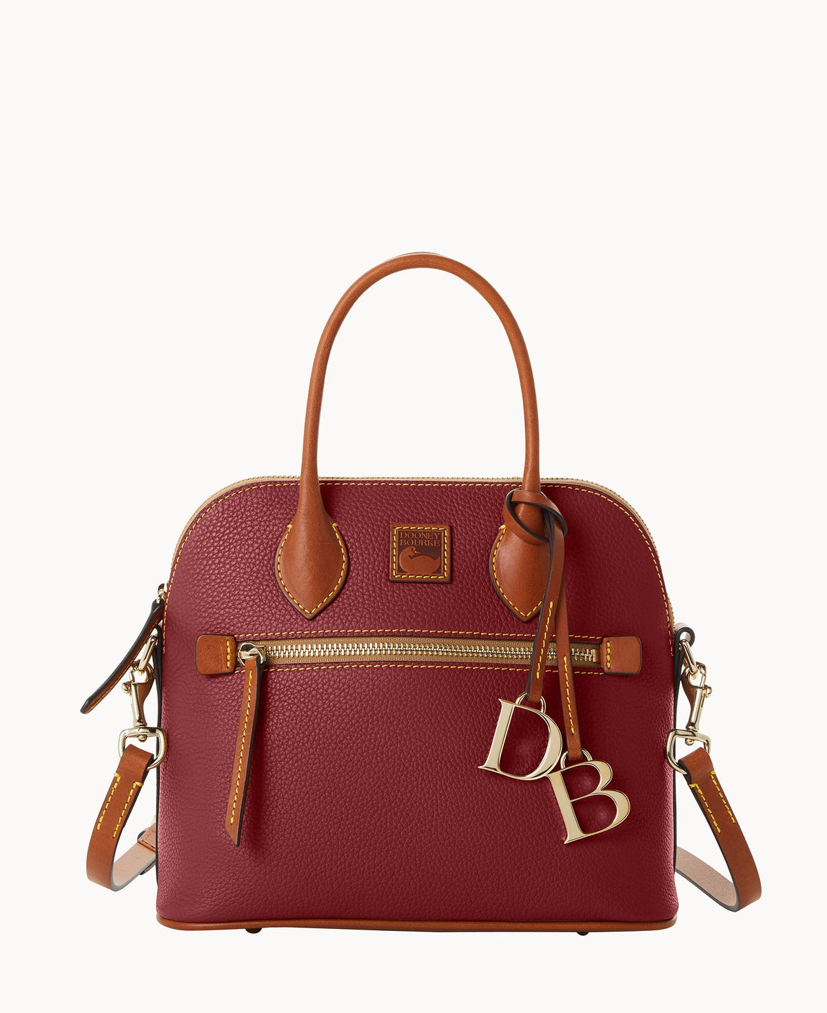 Pebble Grain Domed Satchel - Wine