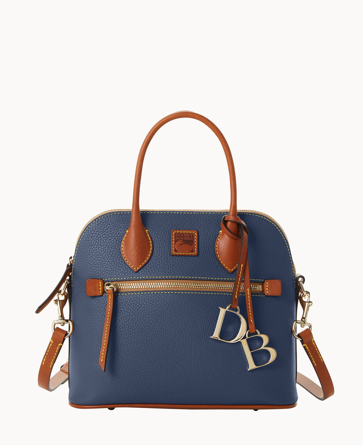 Pebble Grain Domed Satchel - Steel Blue