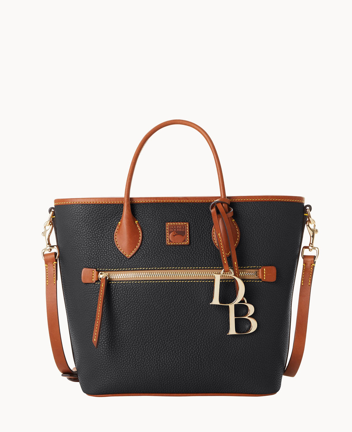Pebble Grain Handle Tote - Black