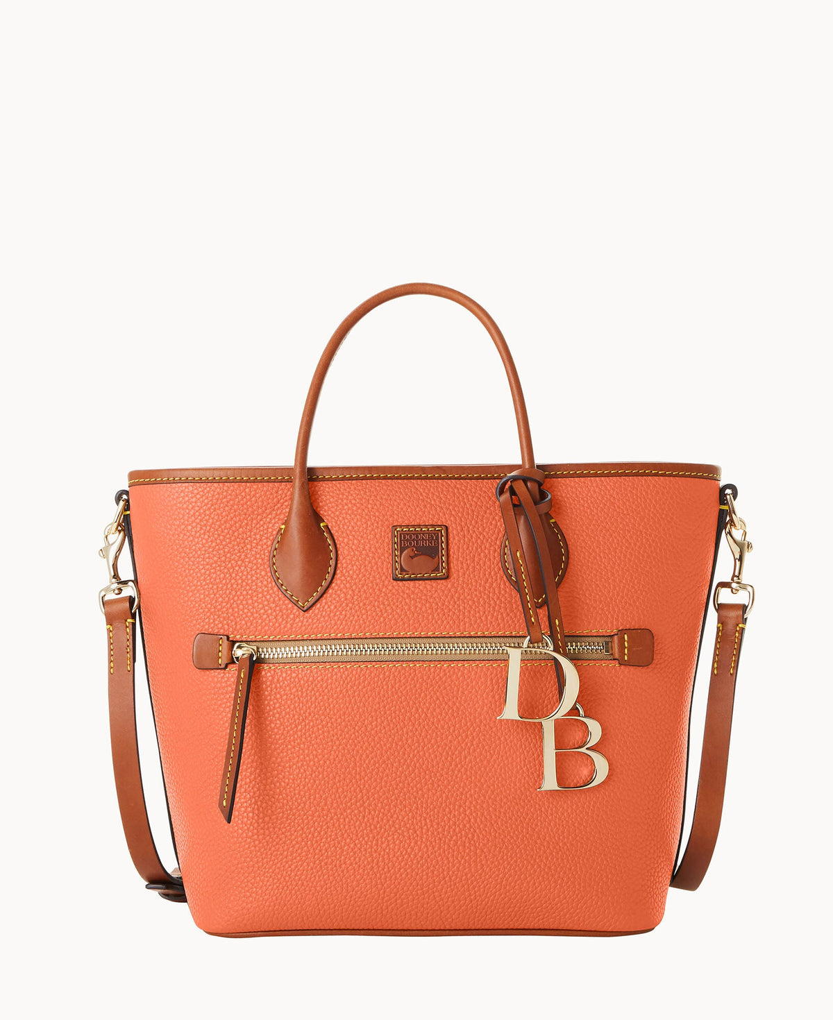 Pebble Grain Handle Tote - Coral