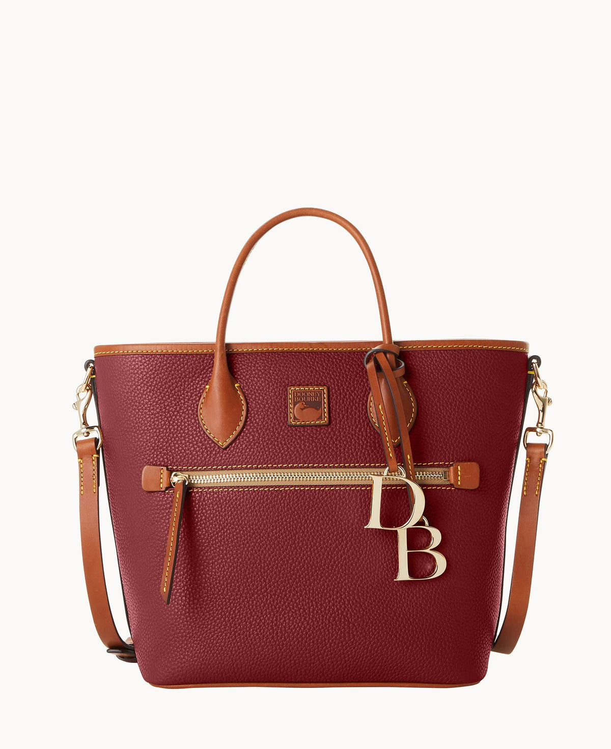 Pebble Grain Handle Tote - Wine
