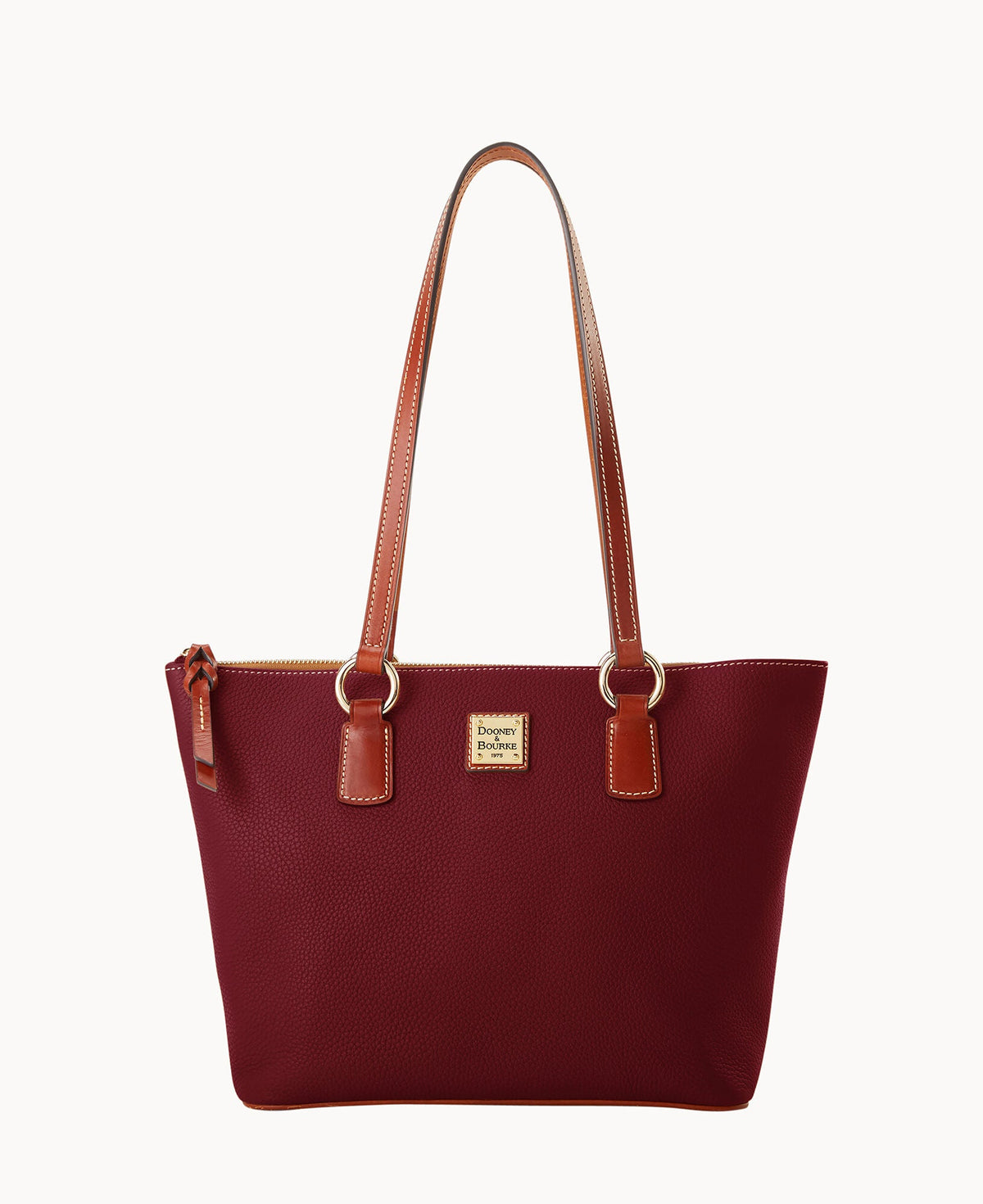 Pebble Grain Small Wren Zip Tote - Bordeaux