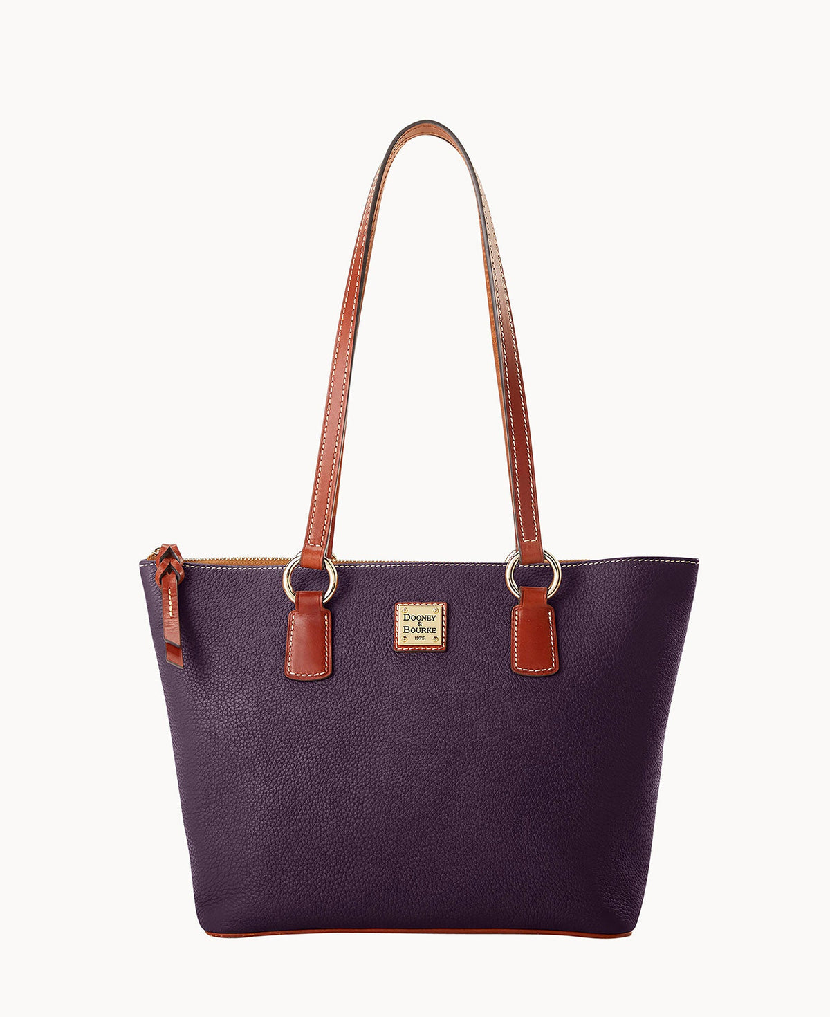 Pebble Grain Small Wren Zip Tote - Plum Wine