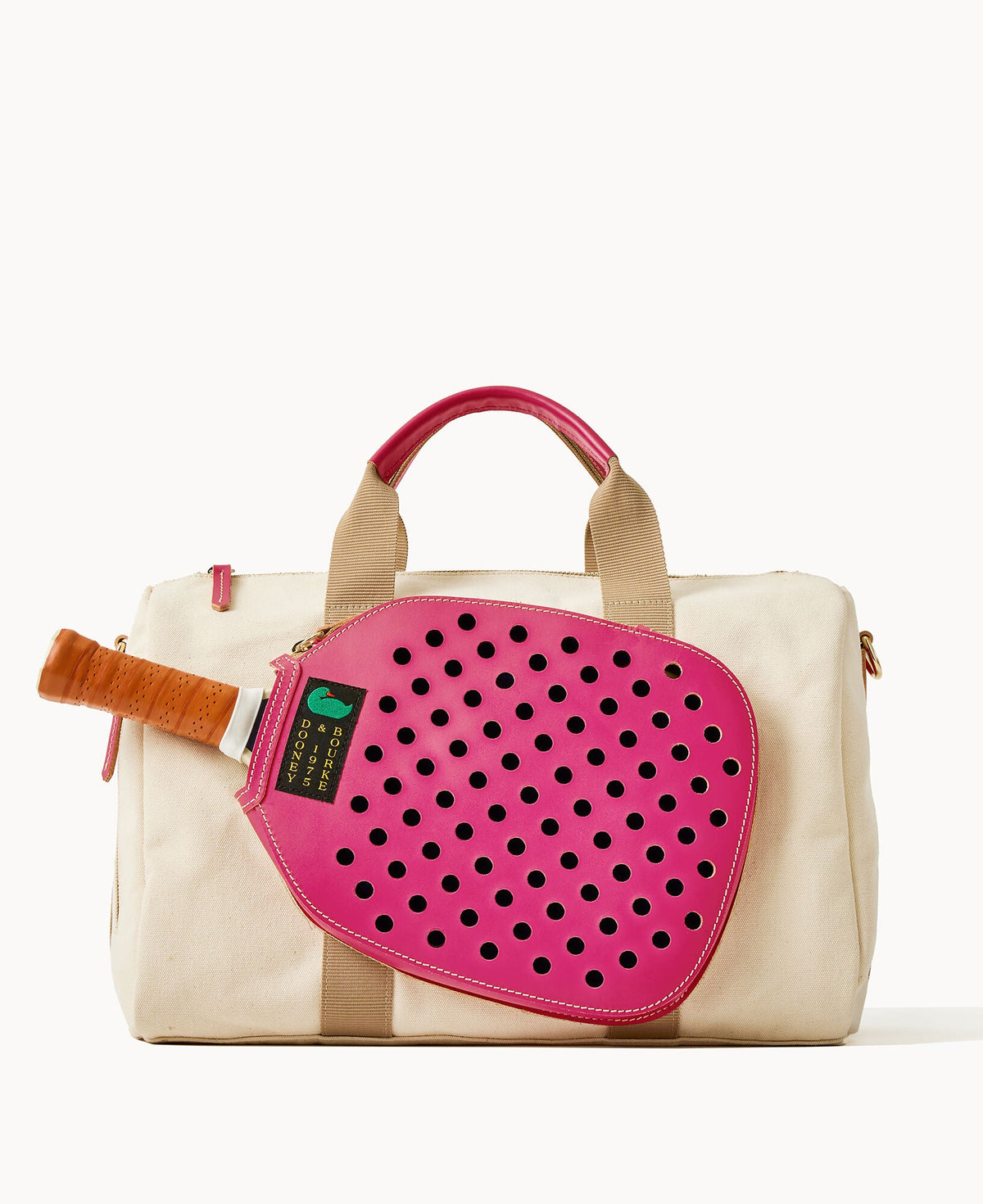 Canvas Pickleball Duffle 40 - Natural Hot Pink