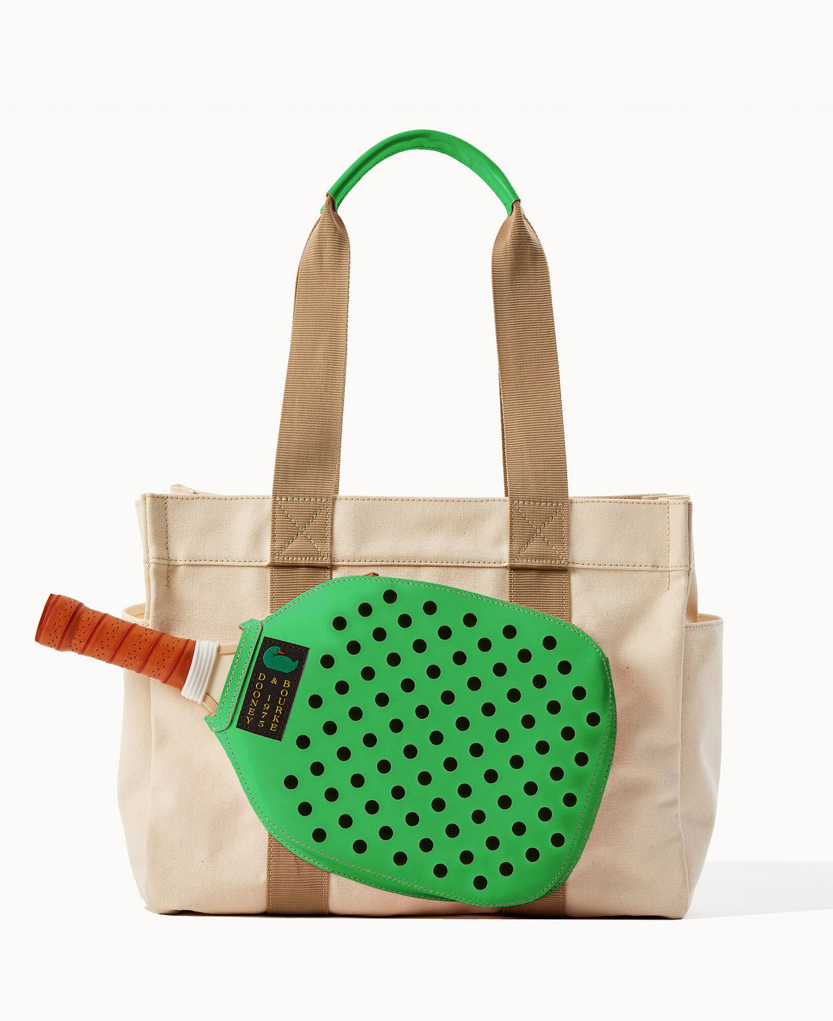 Canvas Pickleball Tote 40 - Natural Kelly Green