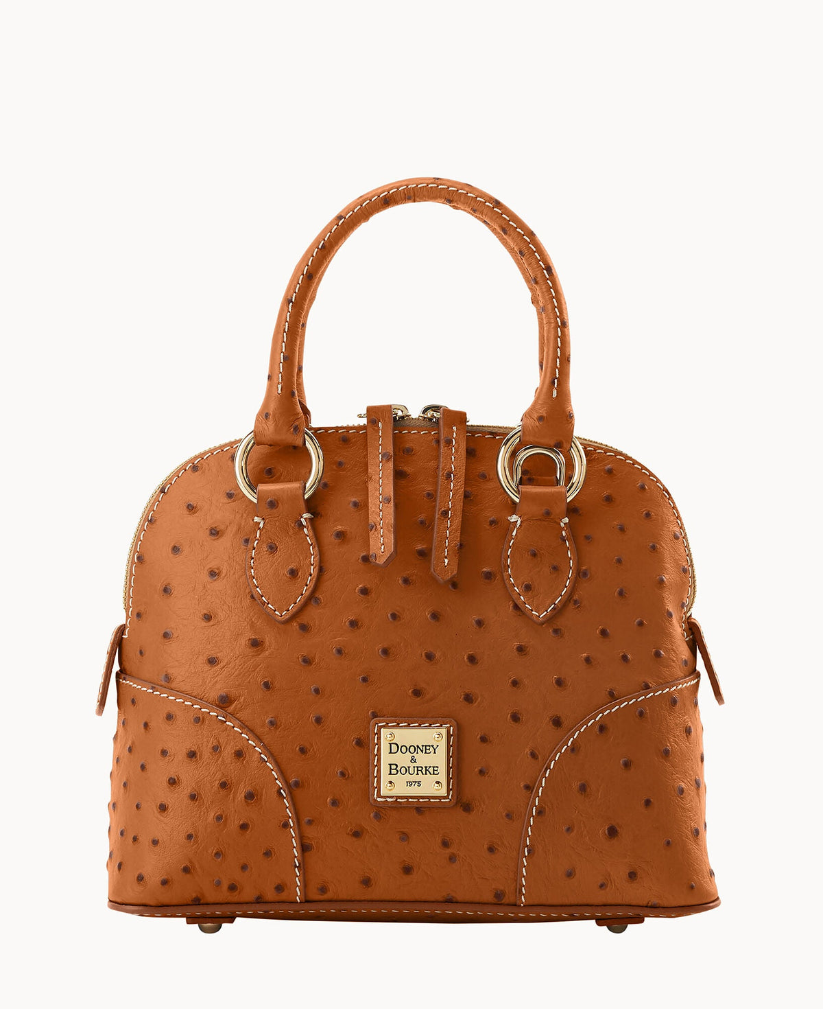 Ostrich Small Satchel - Caramel