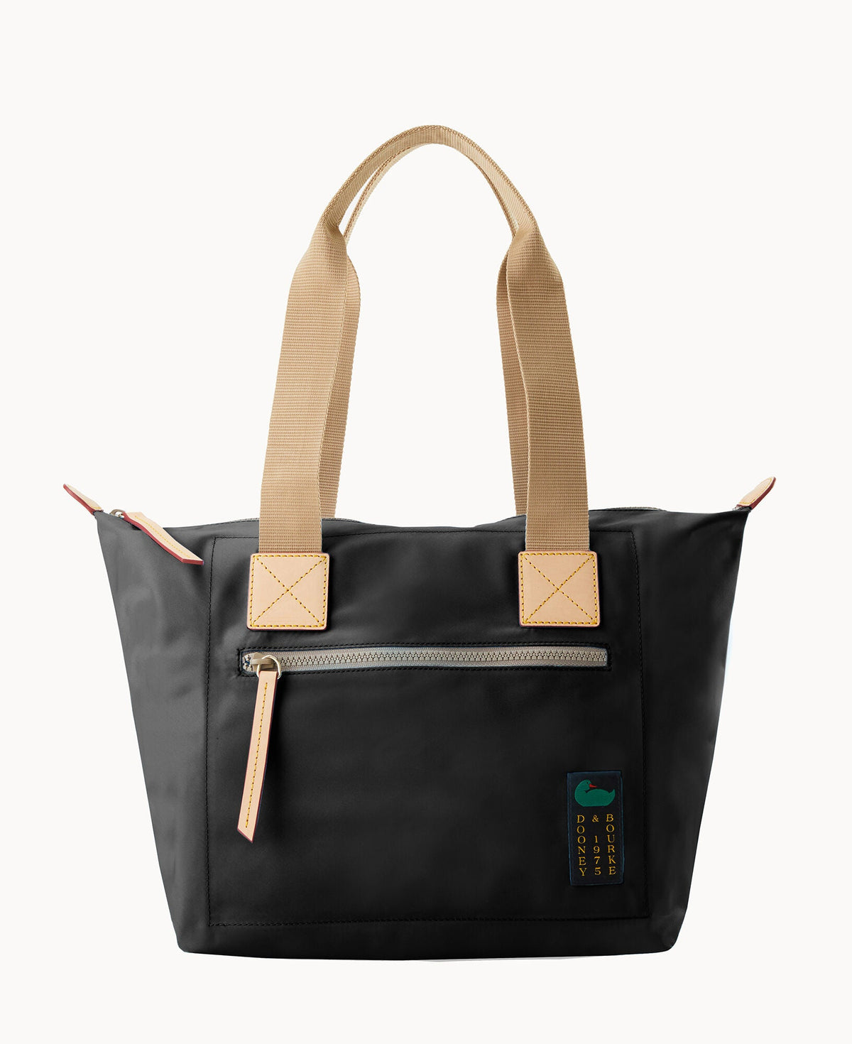 Nylon Front Zip Tote - Black