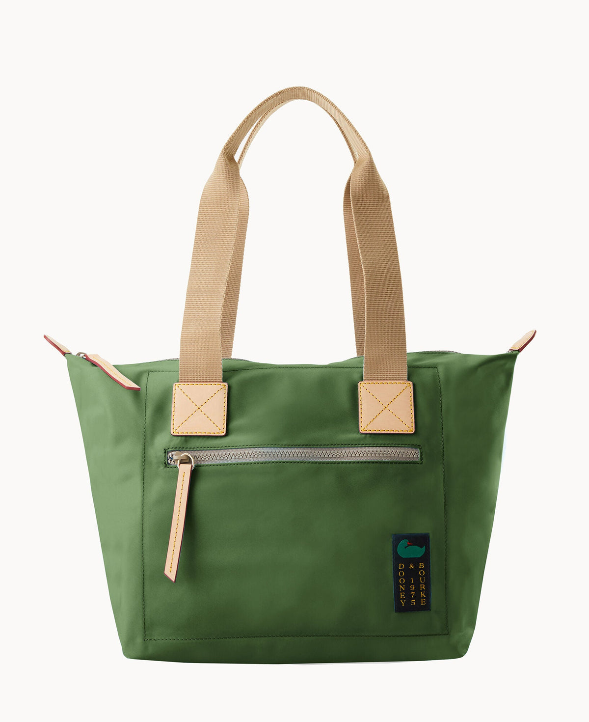 Nylon Front Zip Tote - Emerald