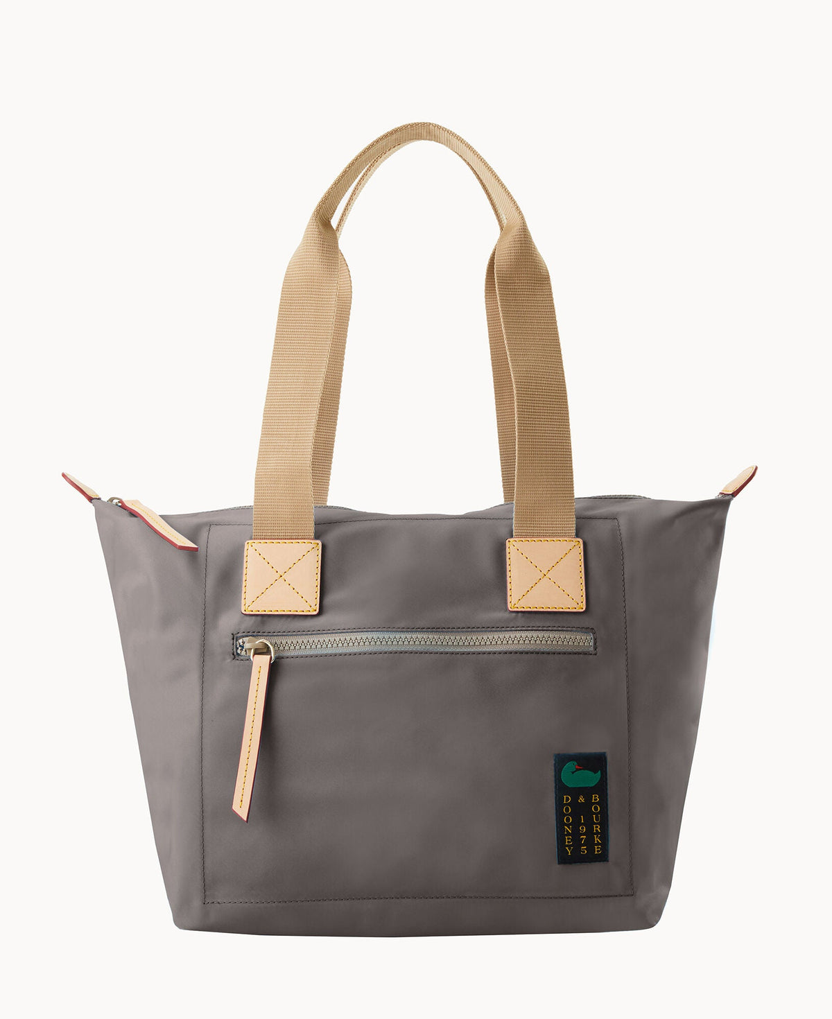 Nylon Front Zip Tote - Grey