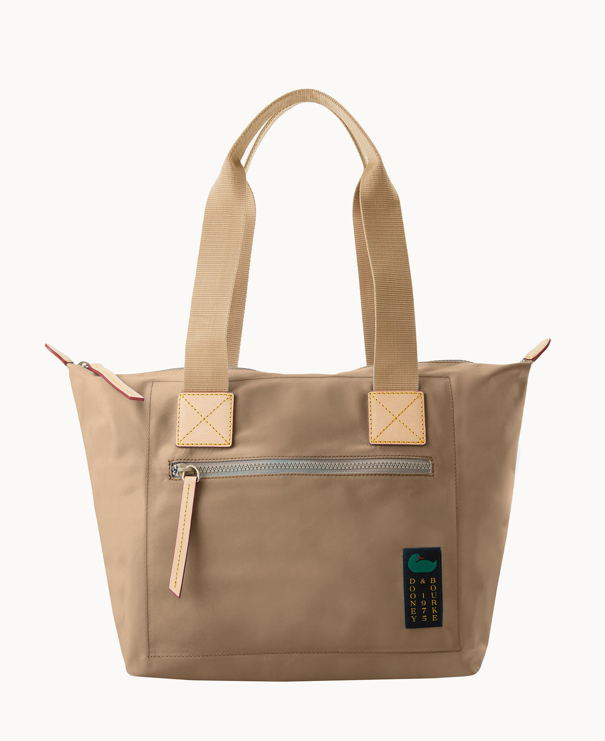 Nylon Front Zip Tote - Khaki