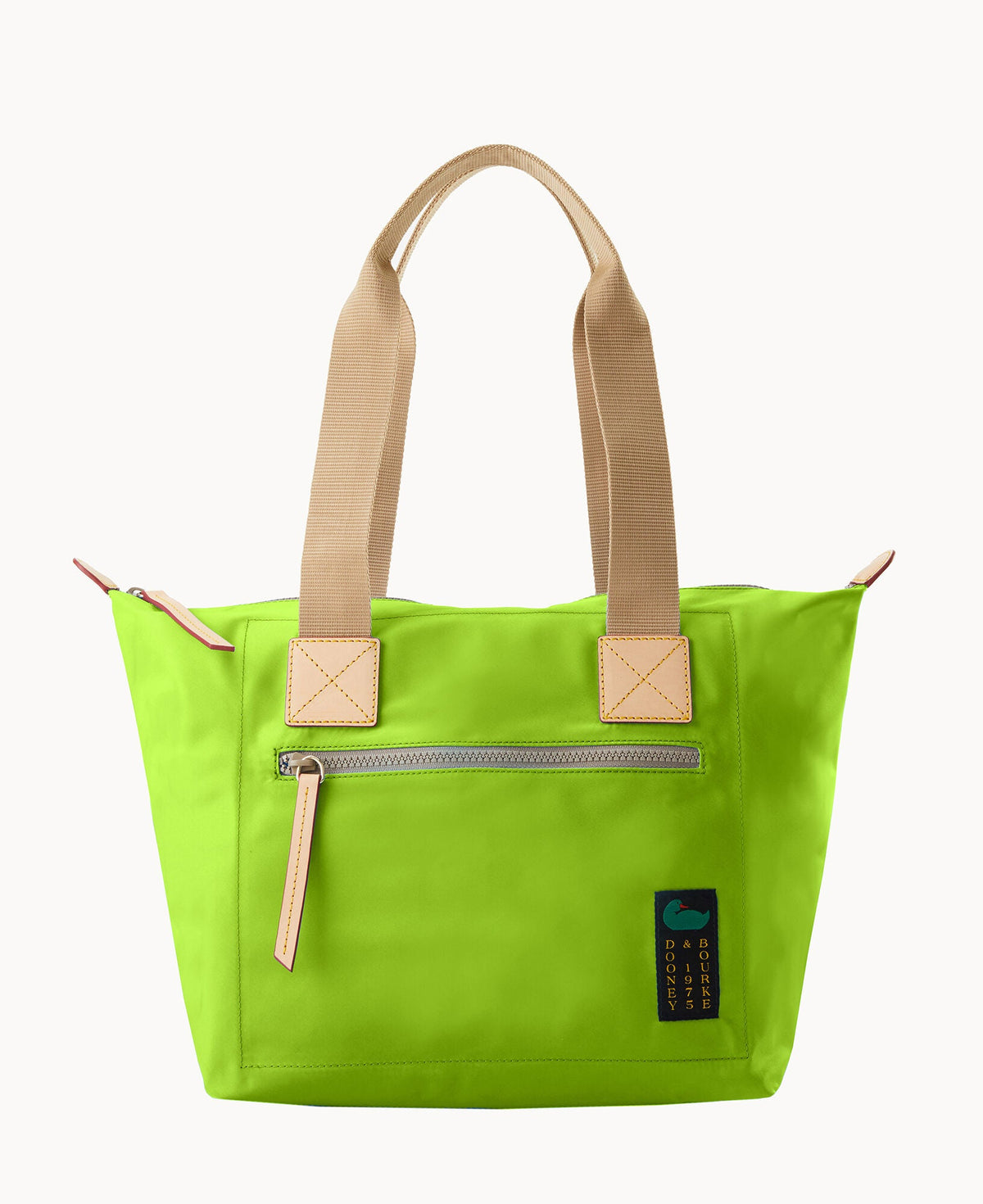 Nylon Front Zip Tote - Neon Green