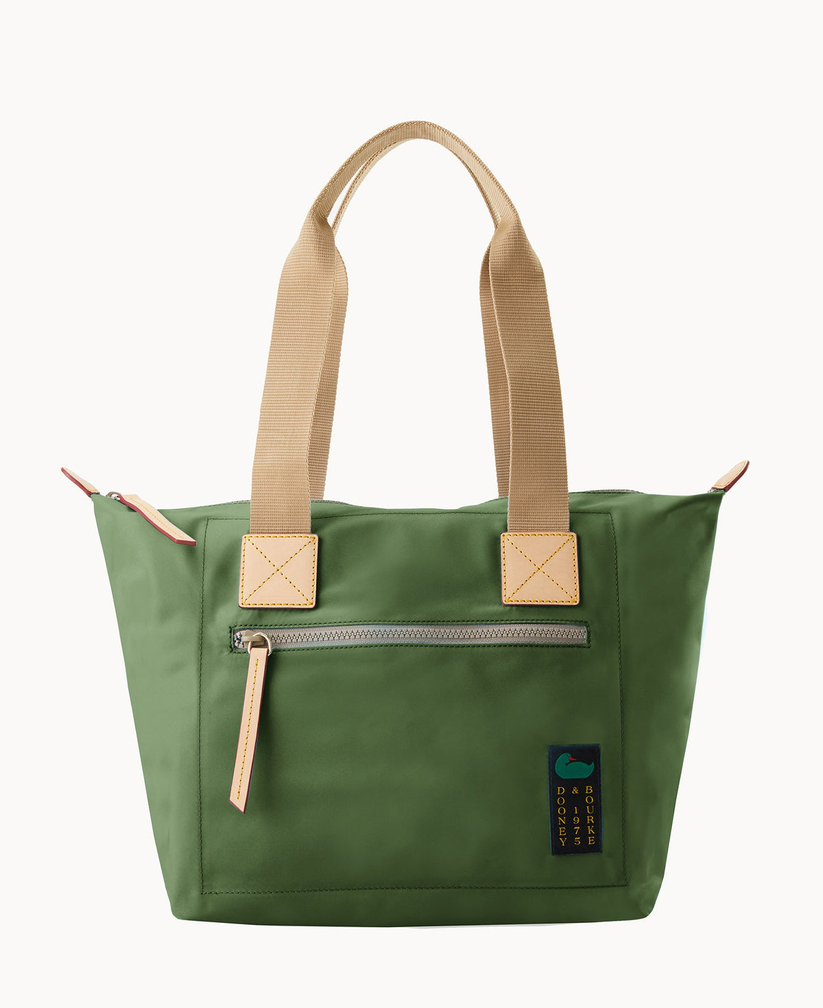 Nylon Front Zip Tote - Olive